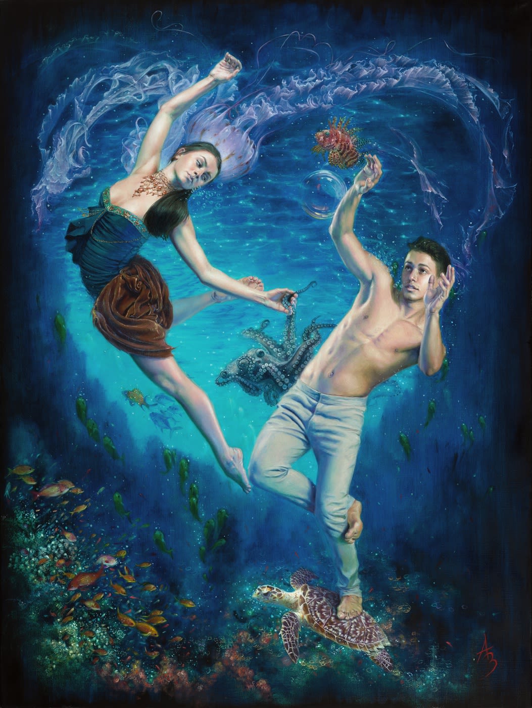 Alexandra Manukyan Reflections in Azure Oil on Belgian Linen 40x30 in