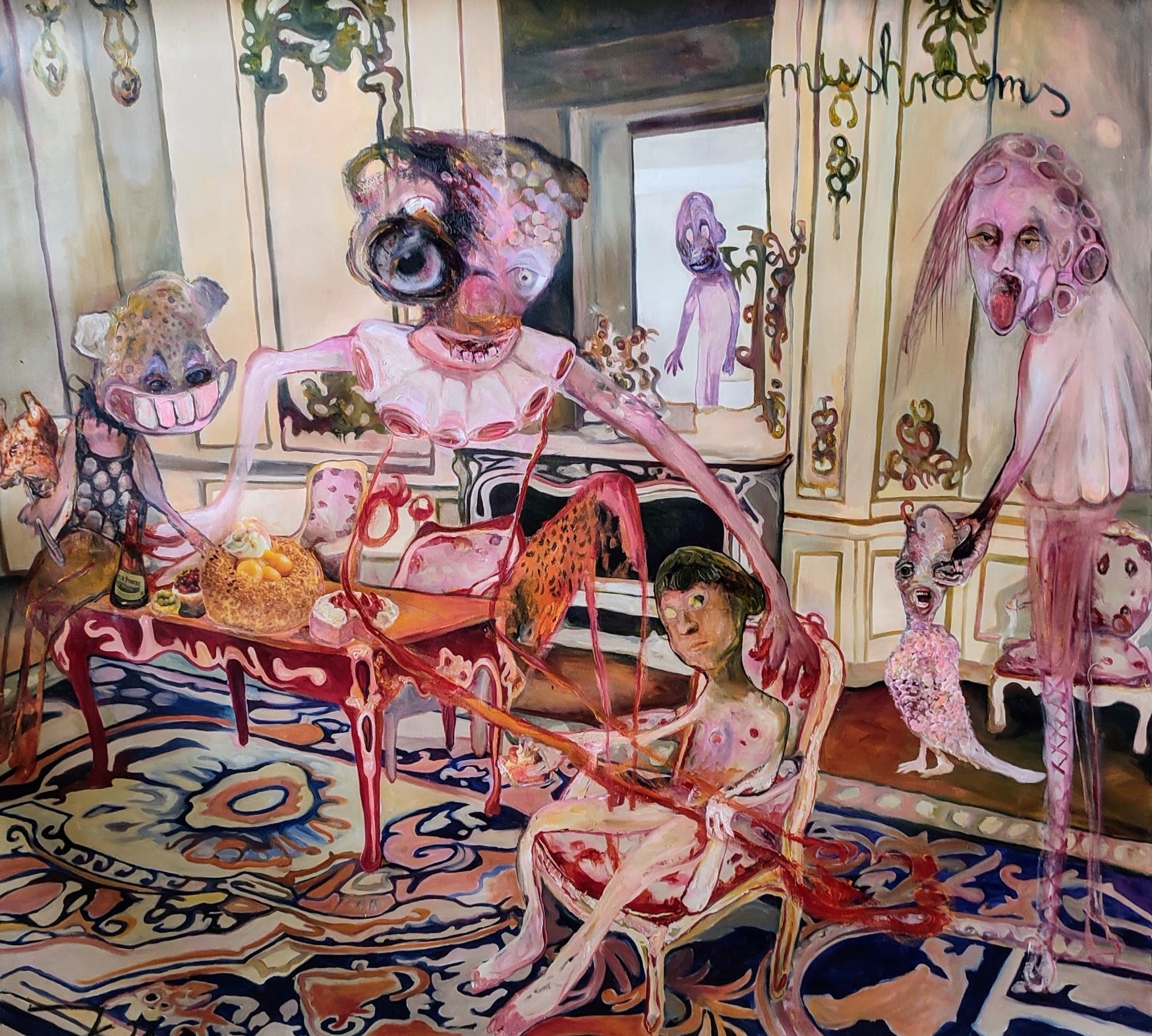 Juliane Hundertmark Mushroom Oil & Collage on Canvas 135x135 cm