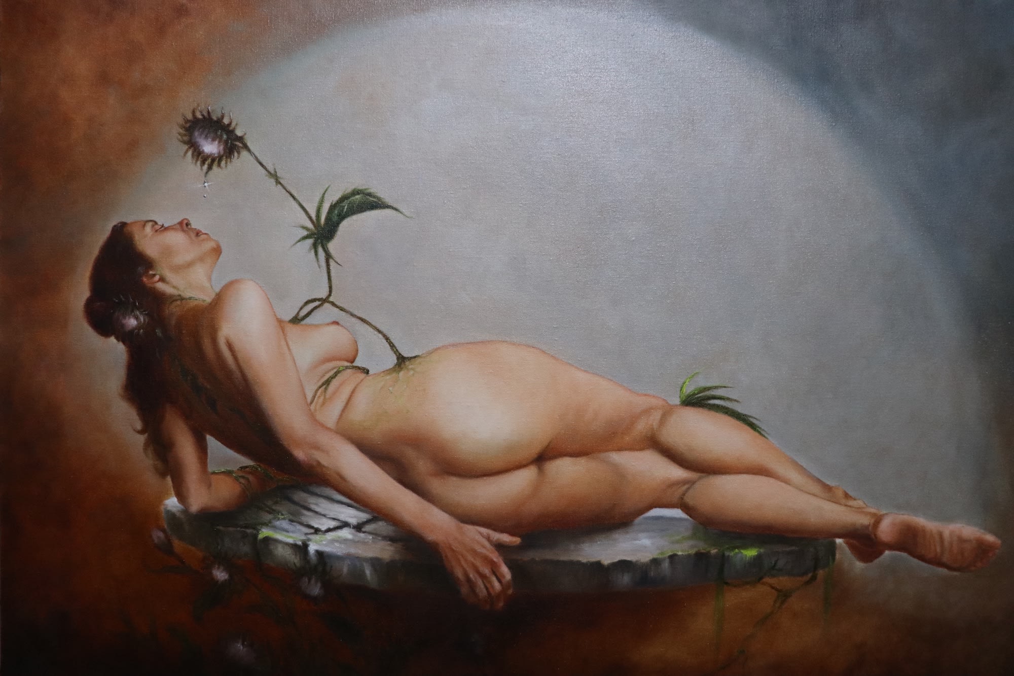 Lorella Ragnatelli Torment and Ecstasy Oil on Belgium Linen 23 5/8x35 3/8 in