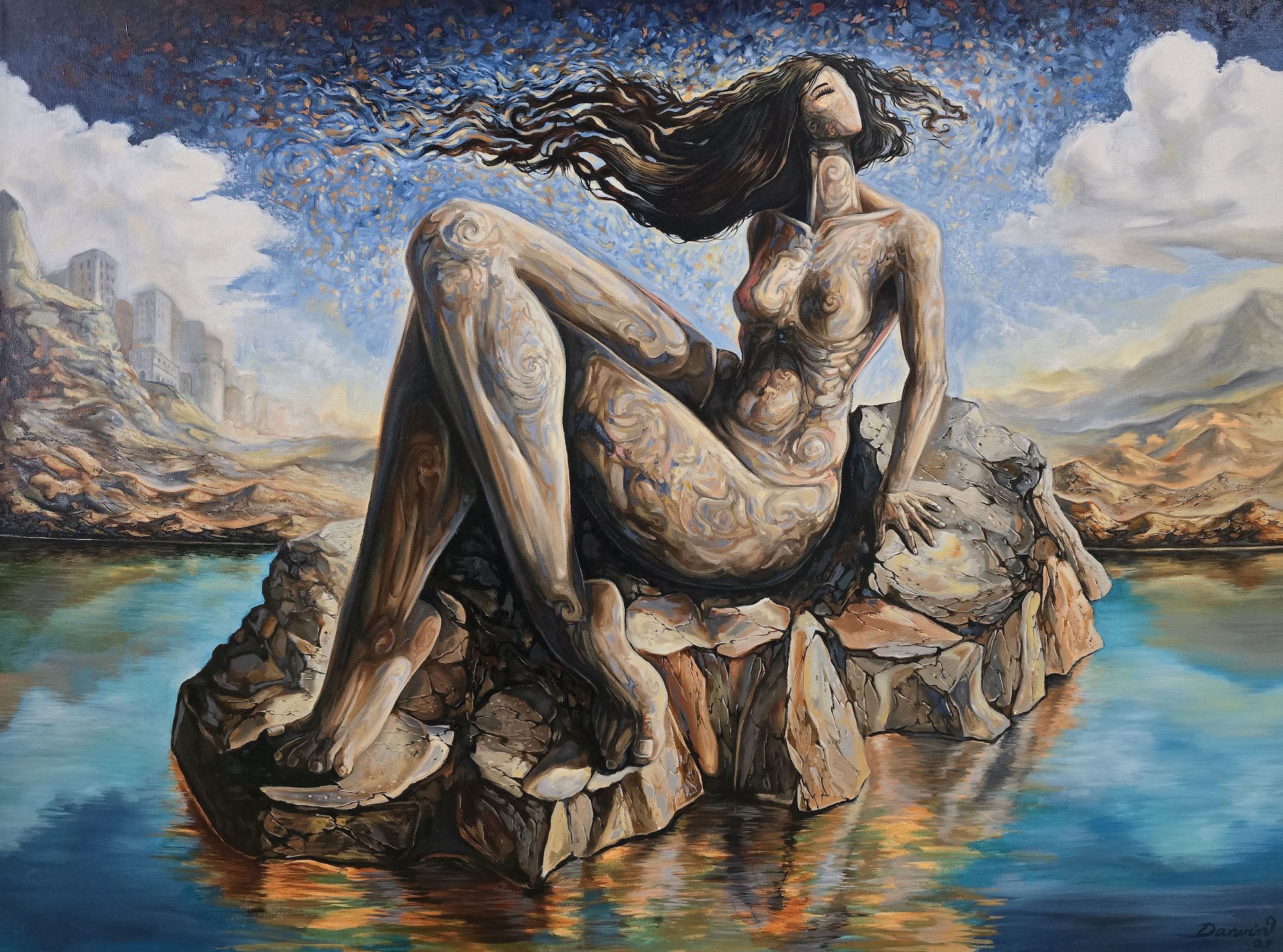 Darwin Leon Muse of The Rocks Oil on Canvas 36x48 in