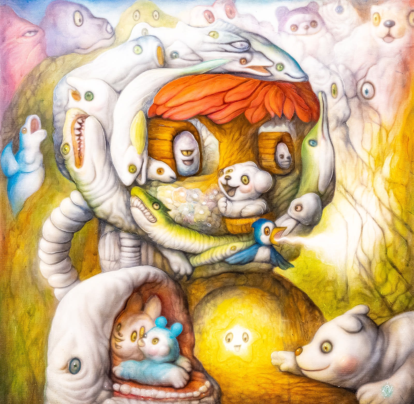 Froilan Calayag Anti-Fear Suit: Fish & Flowers Oil on Canvas 24x24 in