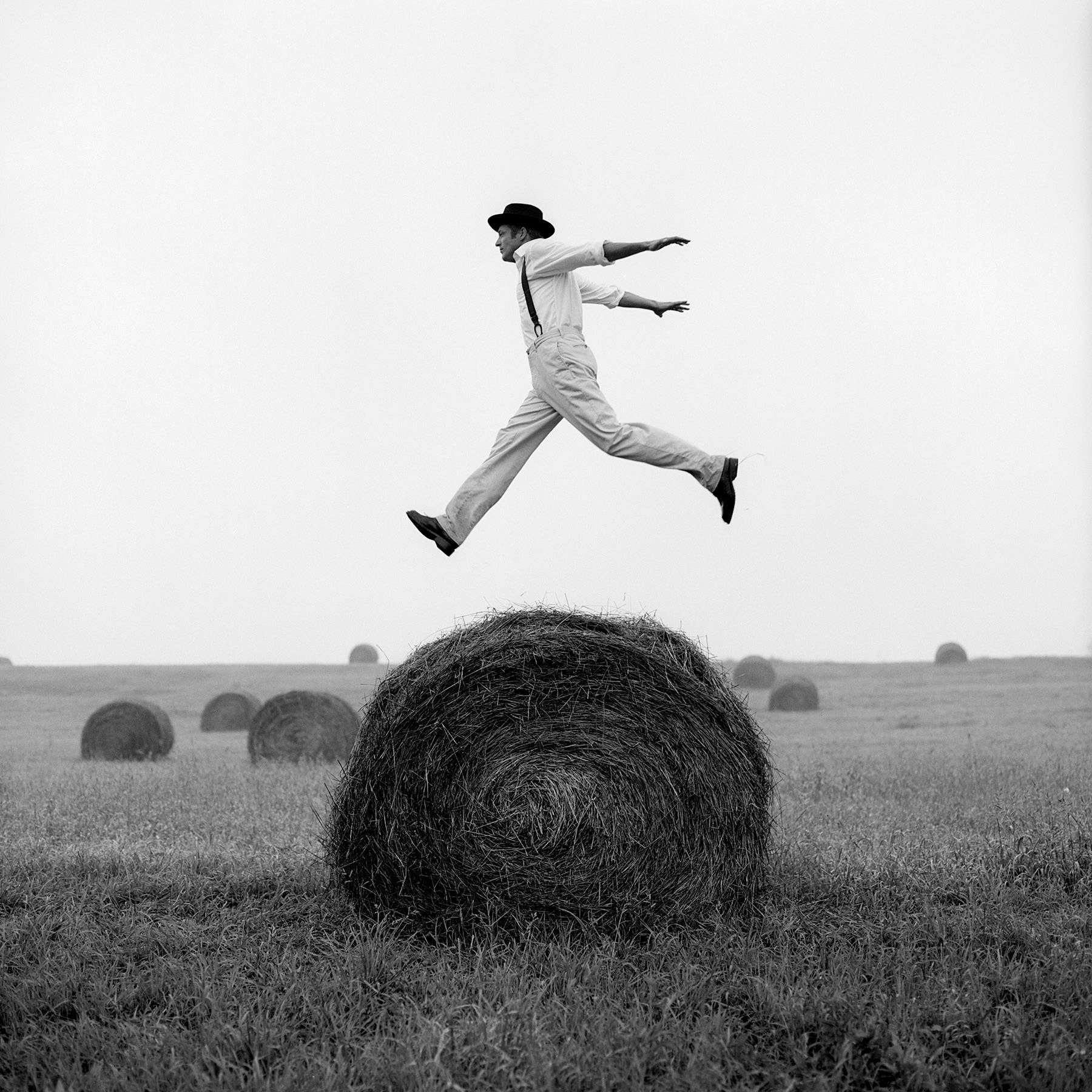 Rodney Smith photograph of Don Jumping over a haybale