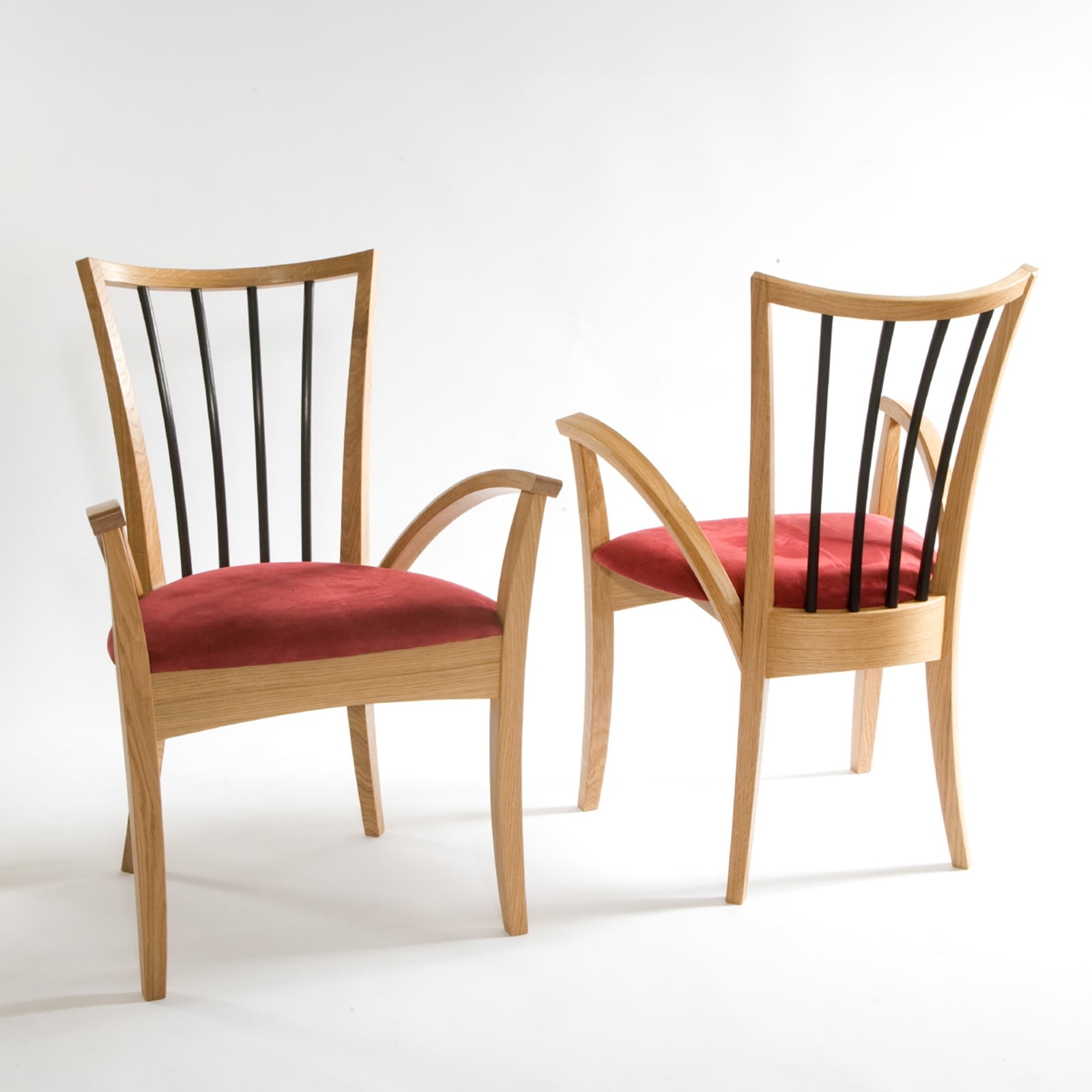 Oak carver chairs with bog oak back bars