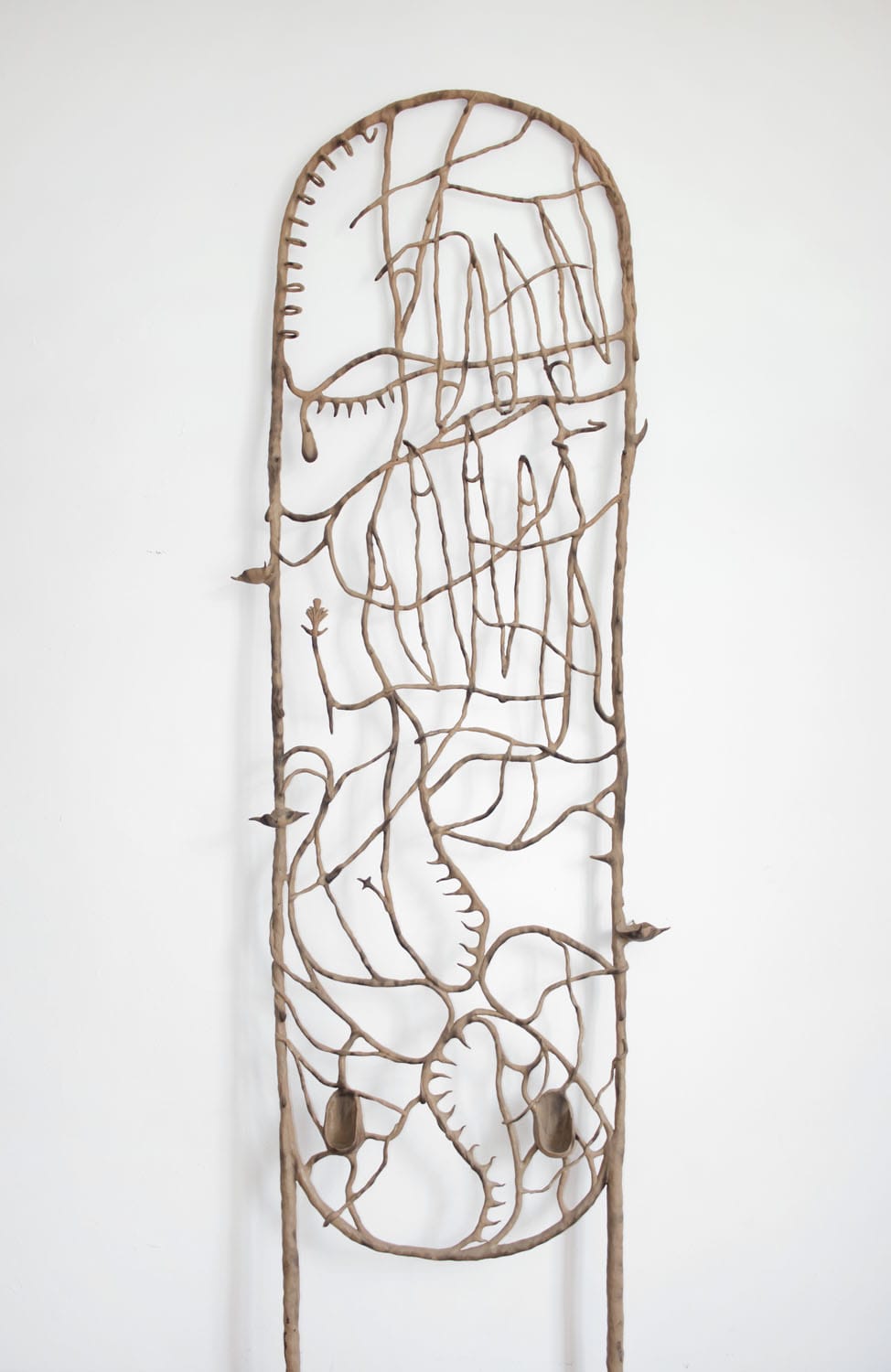 ASMA Acompa&ntilde;ante, 2019 Cast in lost wax bronze, oil, soot, matte varnish. 167 x 59 x 7 cm (65.75 x 23.23 x 2.76 in)