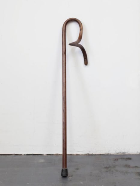 Moch Hahn Mountains calling, 2018 Found wood cane, wood, rubber 96.5 x 13 x 20 cm (38 x 5 x 8 in)