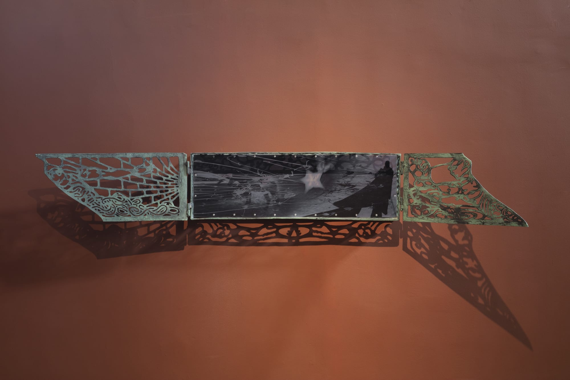 ASMA Averrhoa Carambola Vista, 2023 UV LED print on polished aluminum plate with lost wax bronze cast 24 x 75.4 x 7.5 cm (9.4 x 29.7 x 2.8 in)