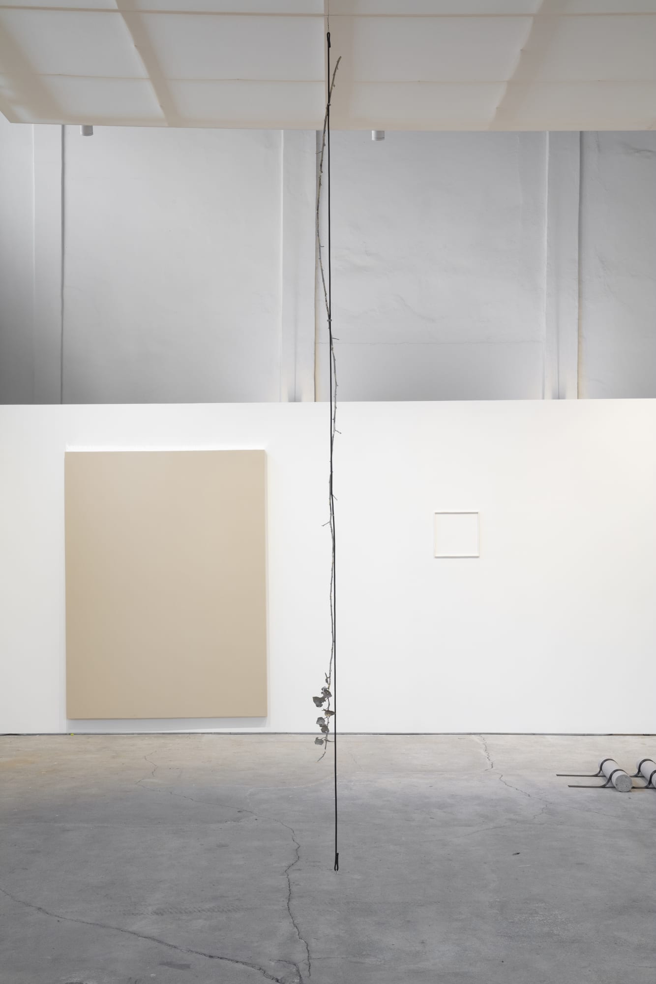 Julia Rometti Bronze lost wax lovestone cast and black polyester rope 1, 2024 Lost wax bronze, black polyester rope, metal cable and screw eyes 380 x 20 x 11 cm (149.6 x 7.9 x 4.3 in)