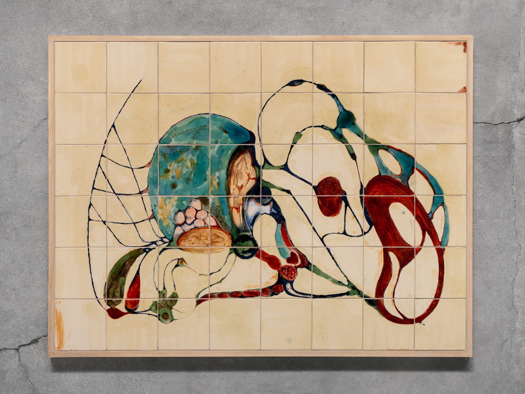 Vica Pacheco Nectario I , 2024 Ceramic with wooden frame 170 x 128 x 5 cm (66.9 x 50.3 x 1.9 in)