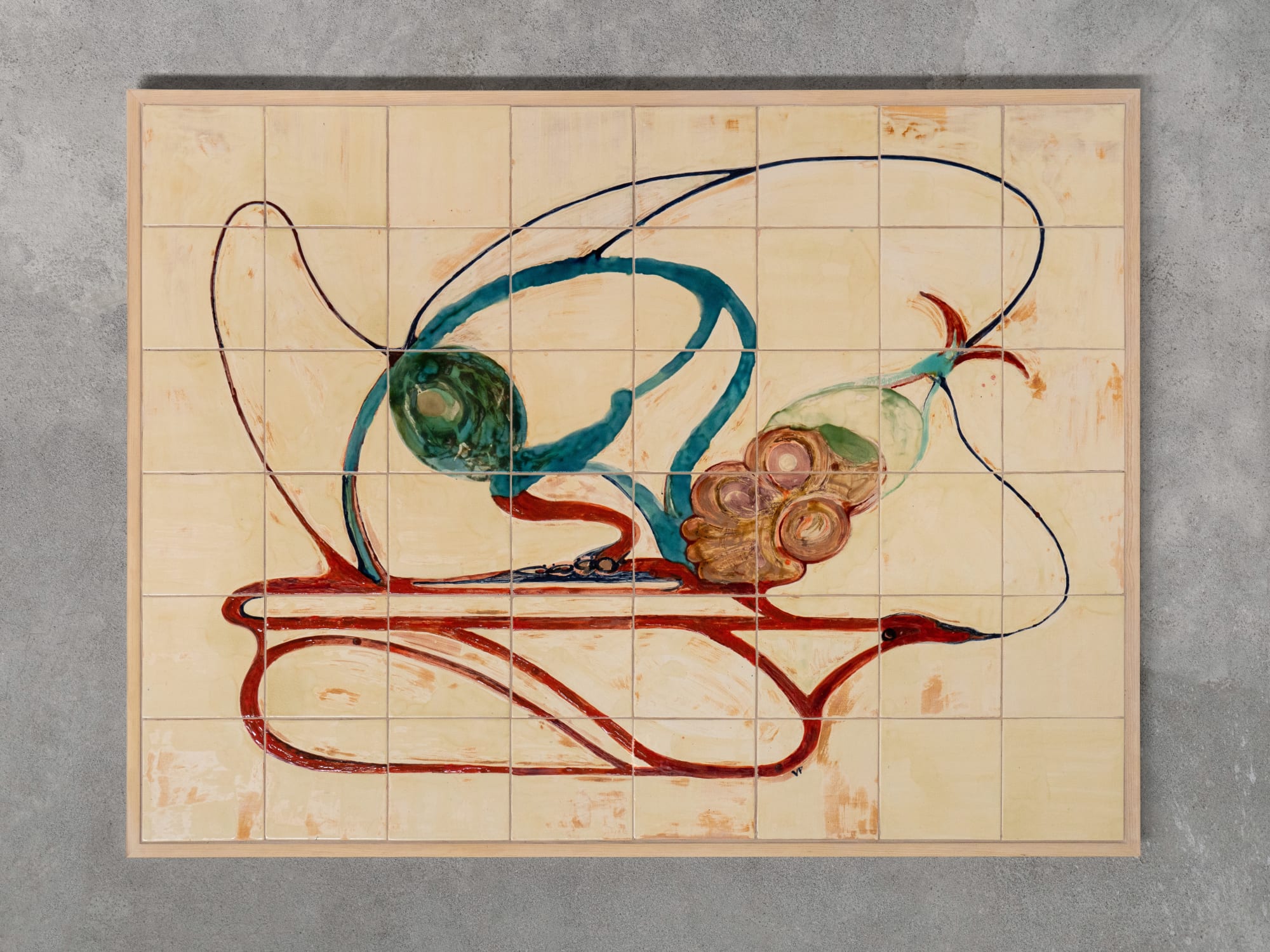 Vica Pacheco Nectario II, 2024 Ceramic with wooden frame 170 x 128 x 5 cm (66.9 x 50.3 x 1.9 in)