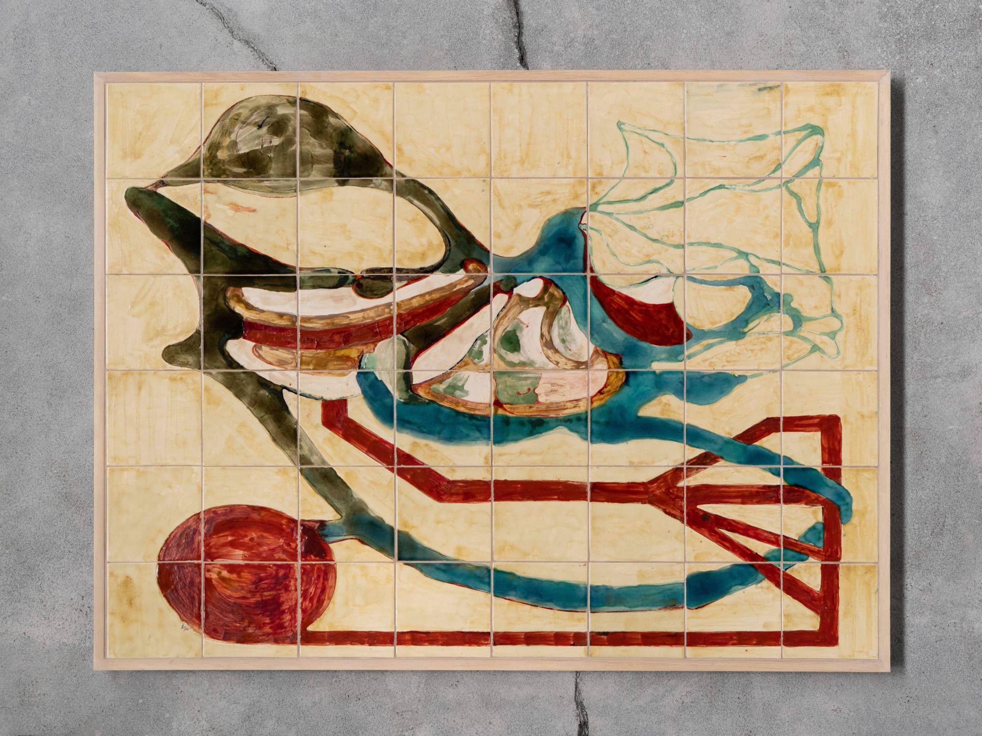 Vica Pacheco Nectario III, 2024 Ceramic with wooden frame 170 x 128 x 5 cm (66.9 x 50.3 x 1.9 In)