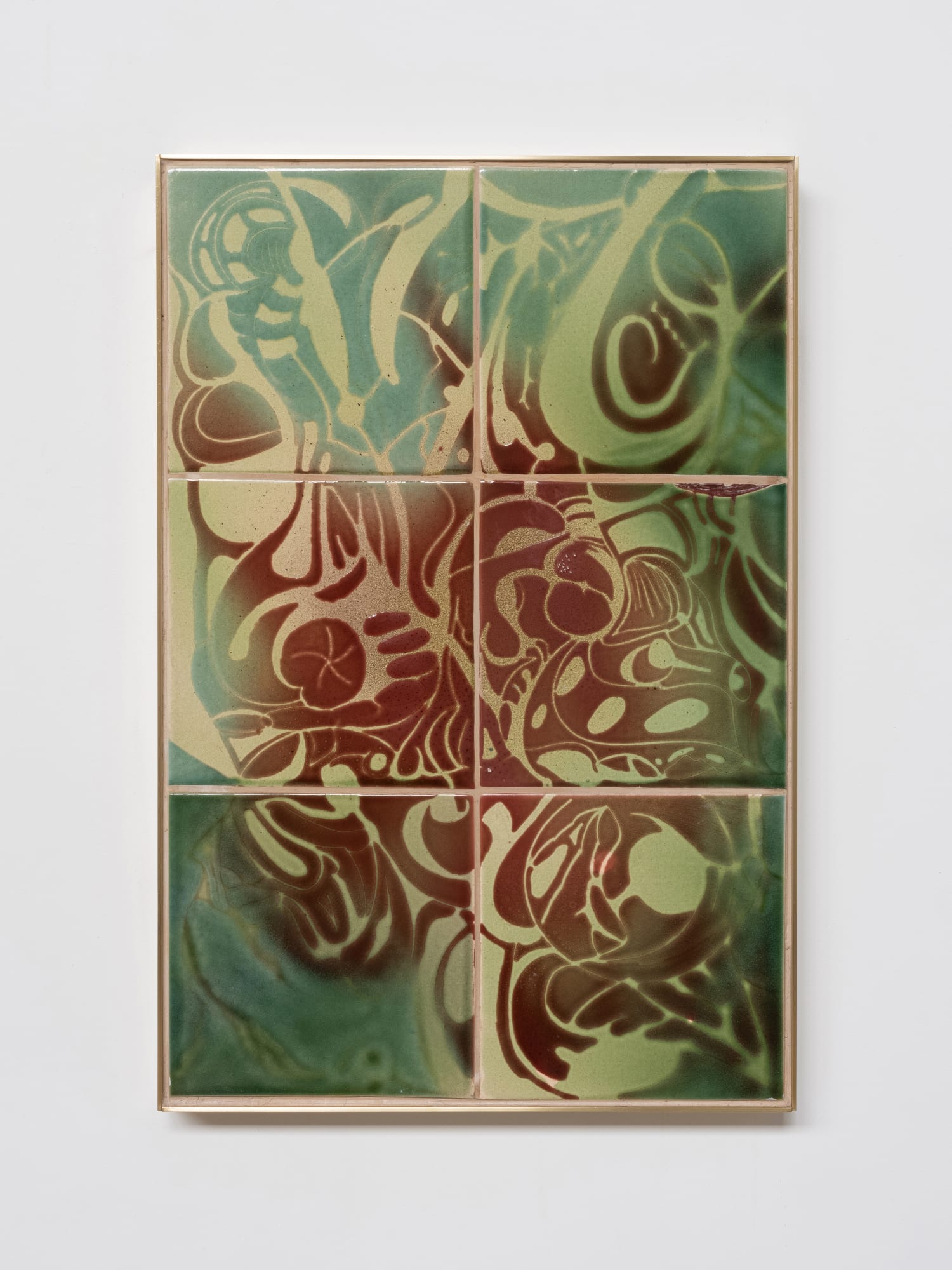 Vica Pacheco Calix Imaginalis I, 2024 Ceramic and with brass frame 63 x 42.5 x 5 cm (24.8 x 16.7 x 1.9 in)