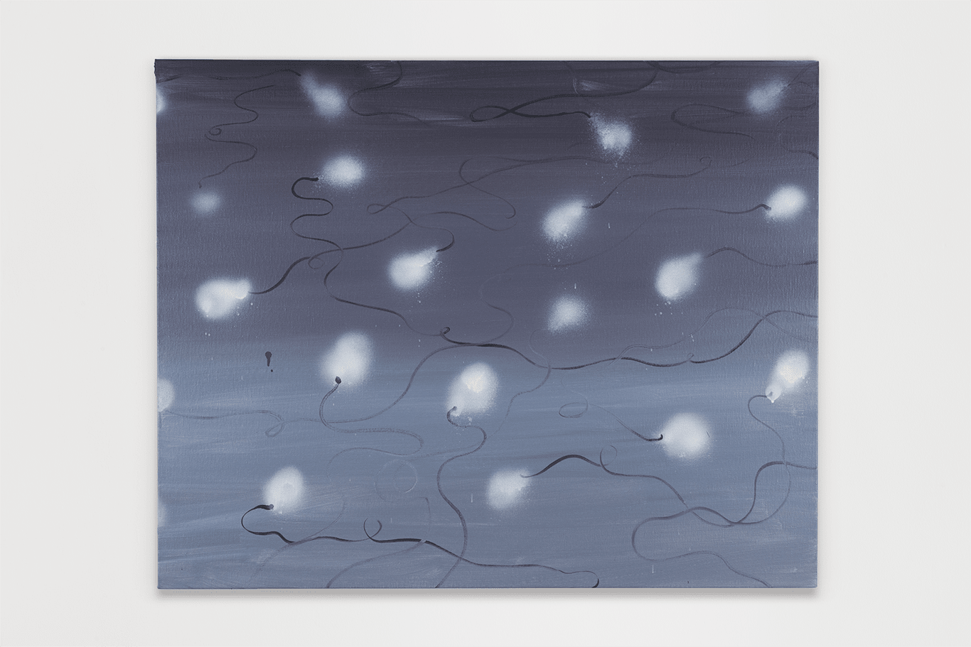 Jose Bonell Recreo, 2025 Oil and spray paint on linen 80 x 100 x 3.5 cm (31.5 x 39.4 x 1.4 in)