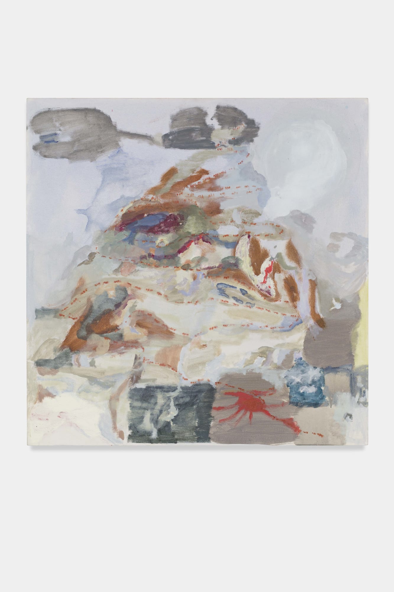 Mariana Paniagua cuando no eran ni rojas las hormigas, 2025 acrylic, oil, and encaustic on canvas 100 x 100 cm (39.4 x 39.4 in)