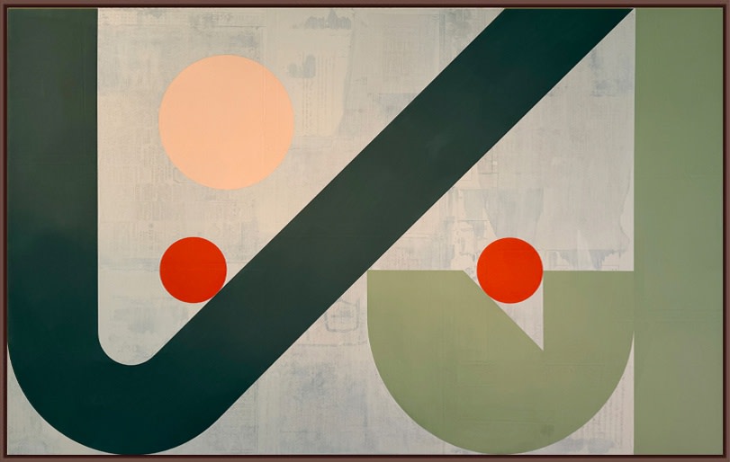 Evan Hecox USUI rain moistens the soil, grass sprouts, trees bud, 2024 Paper collage and acrylic on panel 40 x 64 in