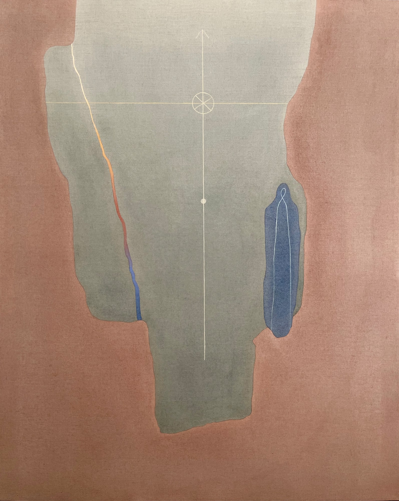 Rachel Garrard Chasm, 2022 Rock powder pigment and black sand on linen 70 7/8 x 54 3/4 in 180 x 139.1 cm