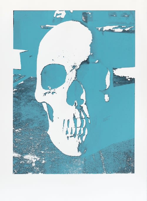 Scott Avett Large Skull (Turquoise over Black), 2020 Silkscreen on paper 30 x 22 in 76.2 x 55.9 cm Edition of 15