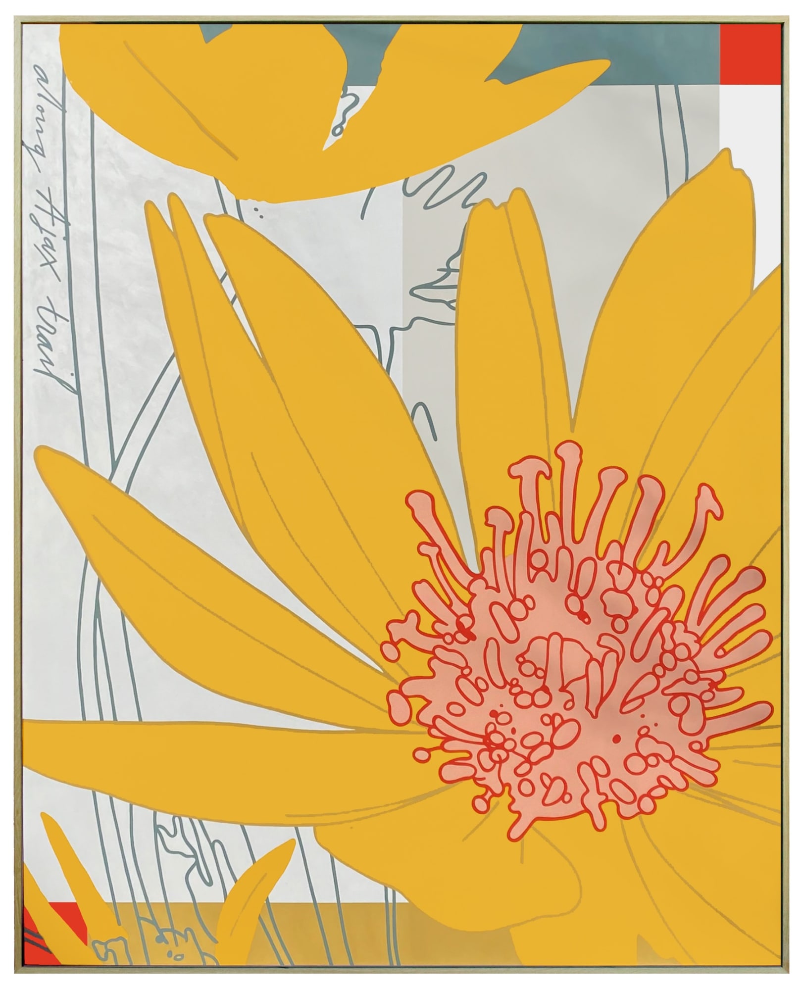 Evan Hecox Along Ajax Trail (Yellow Wildflower), 2023 Acrylic on panel 60 x 48 in 152.4 x 121.9 cm