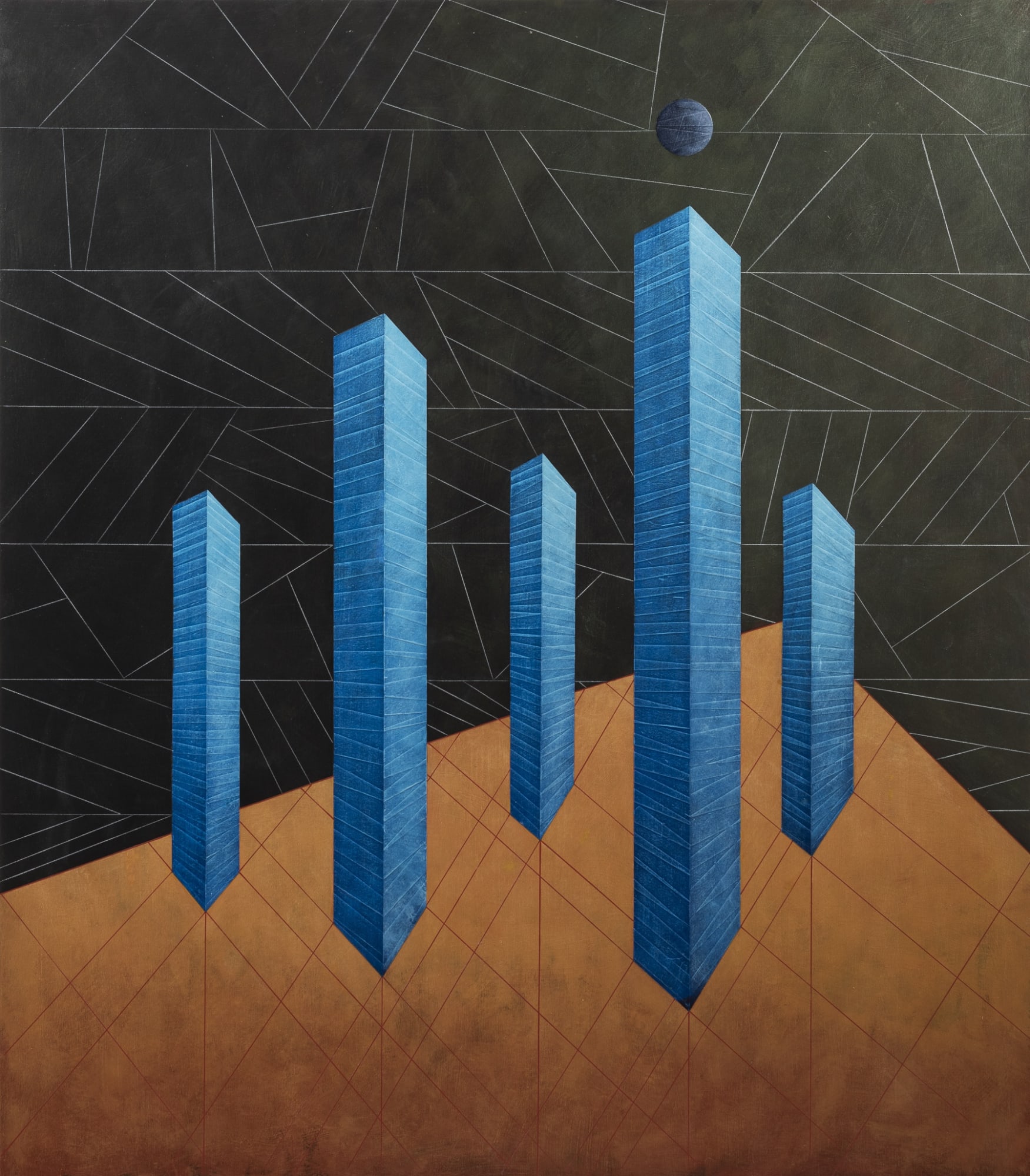 Richard Carter Blue Strata Sequence, 2021 Mixed media on panel 48 x 42 in 121.9 x 106.7 cm