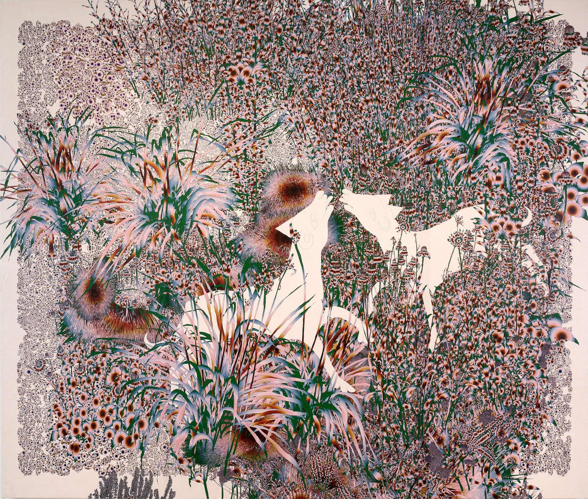 Andy Millner Floating World (Hounds), 2019 Pigment ink drawing on mulberry paper 68 x 81 in