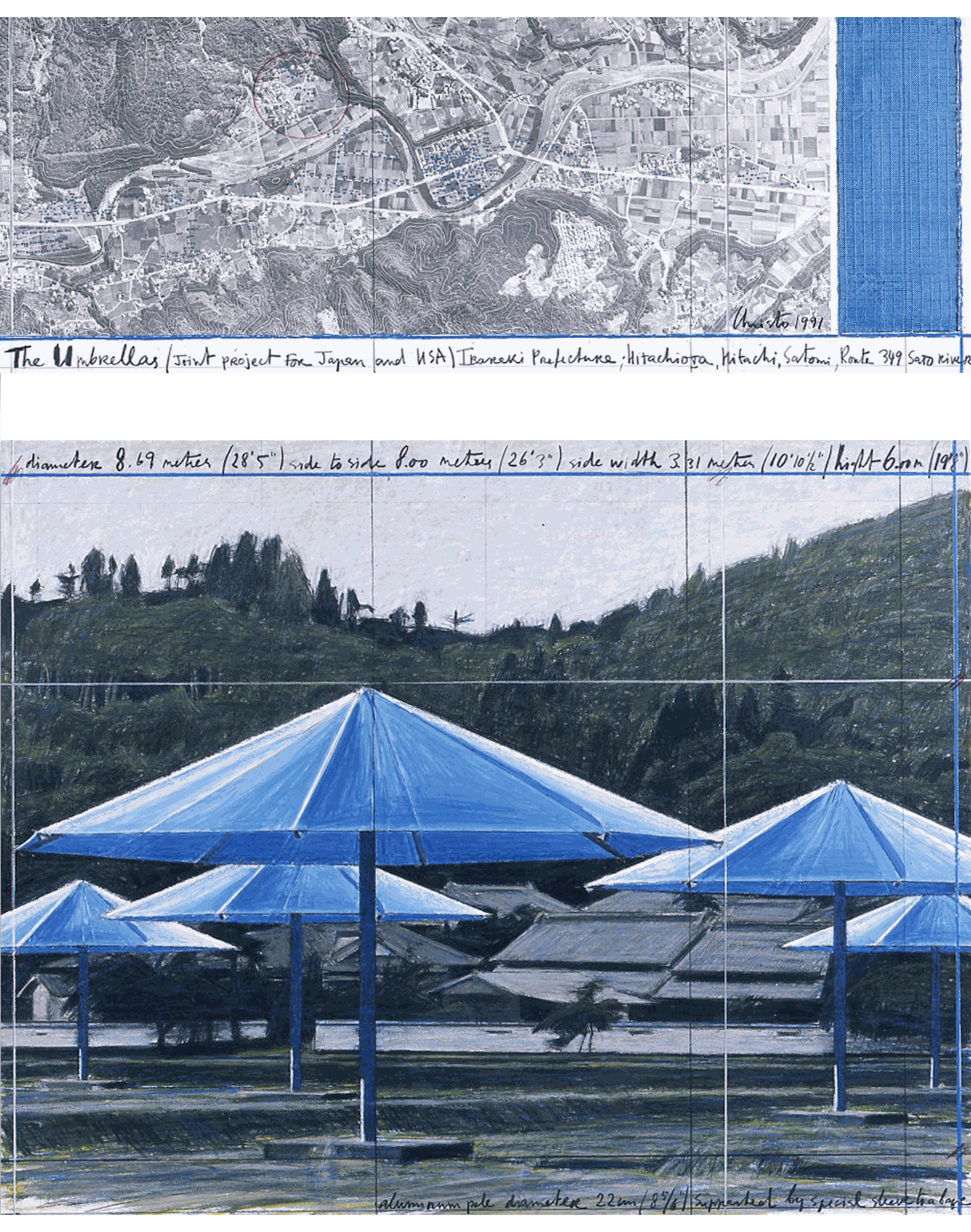 Christo The Umbrellas, Project for Japan and Western USA, 1991