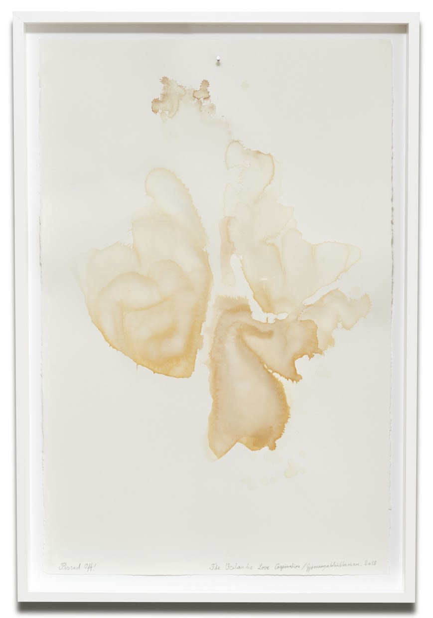 Pissed Off! IV, 2018 nagli og piss á vatnslita pappír / nail and piss on watercolour paper 111, 5 x 76 x 6 cm