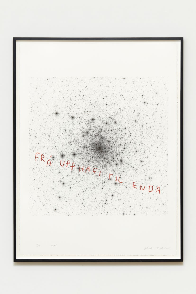 Frá upphafi til enda, 2017 Ljósekta bleksprautuprent og silkiþrykk á 250g/m2 BFK Rives pappír. / Archive inkjet print and silkscreen on 250gsm BFK Rives paper. 57 x 76 cm KEH0205_A_1