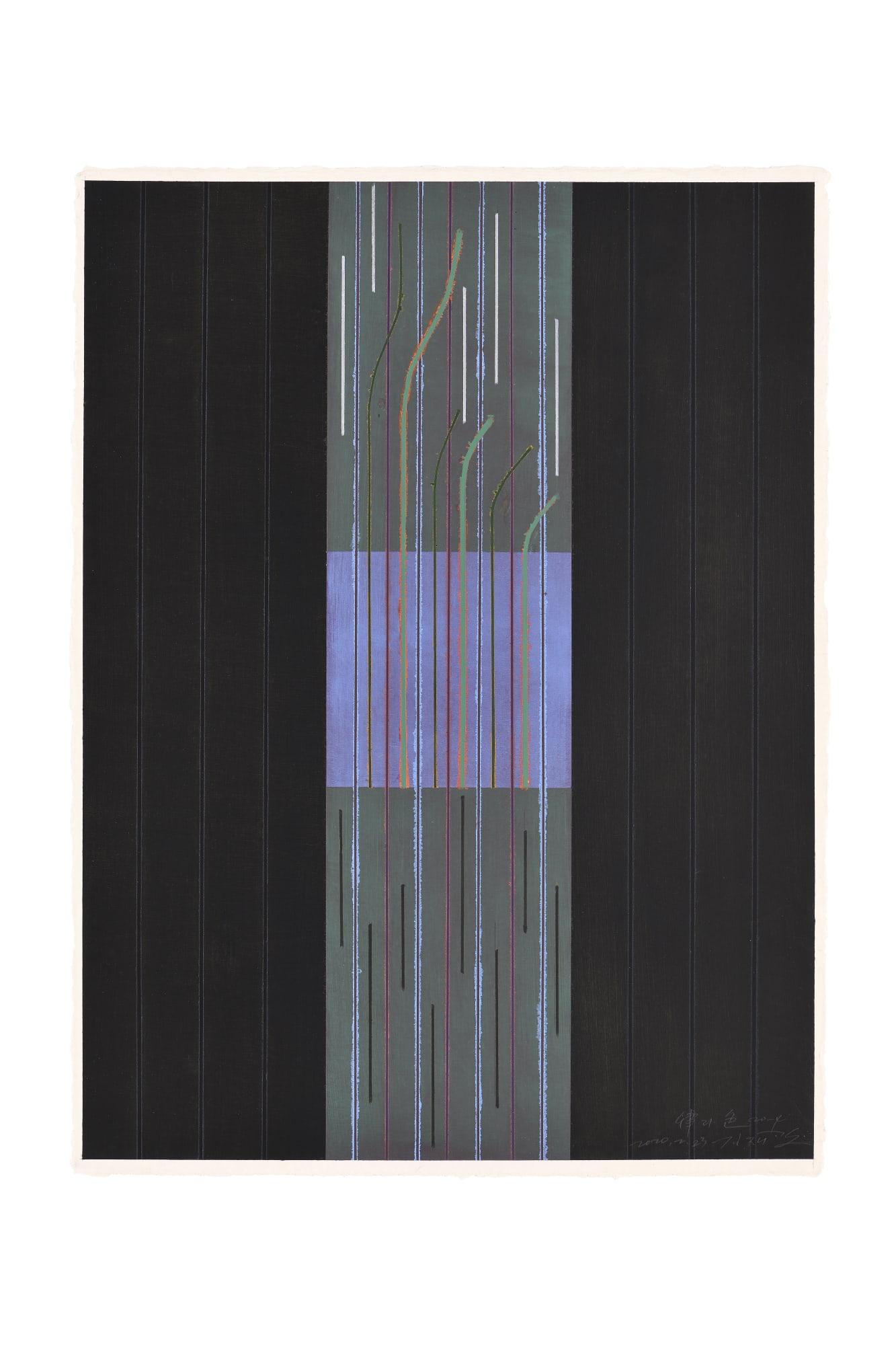 律と色 20-04/ Rhythm and Color 20-04 2020 韓紙にアクリル/ Acryric on Korean paper H80 × W61 cm