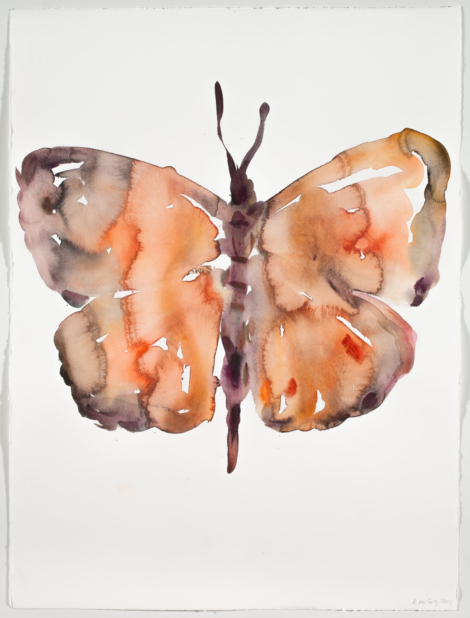 Kim McCarty, Maroon/Pale Orange Butterfly, 2021
