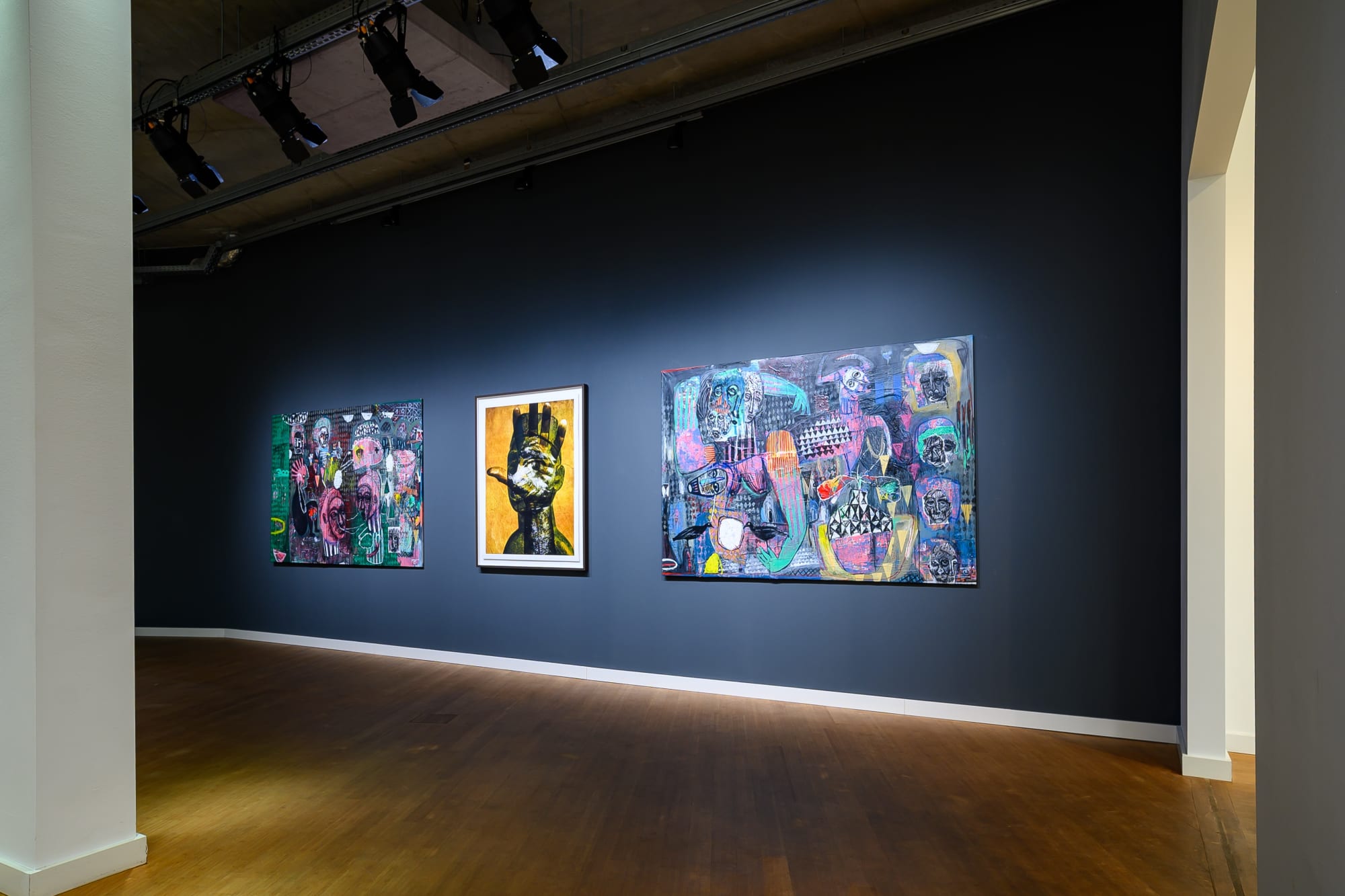 Yannick Ackah (left and right) and joint work by Greg Gorman and Gary Johns (middle)