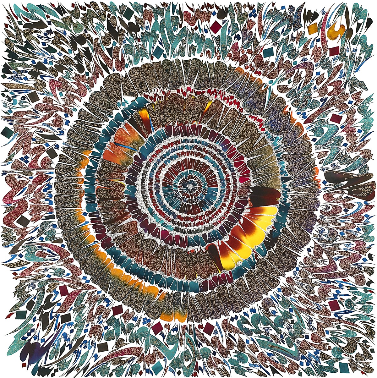 Graphemes, 2009 Ink and gold on Arches vellum paper 135 x 135 cm