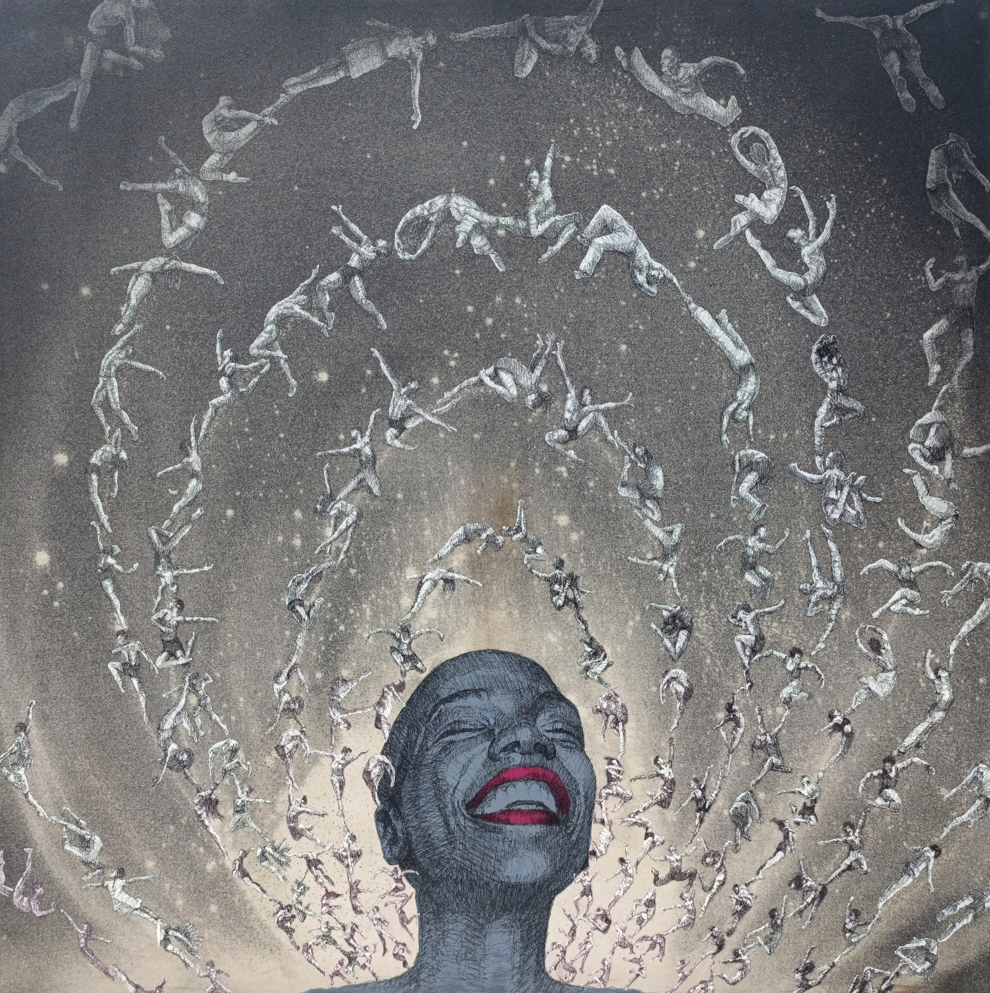 Look At My Joy Of Life 2024 120cm x 120cm Acrylic on Denim