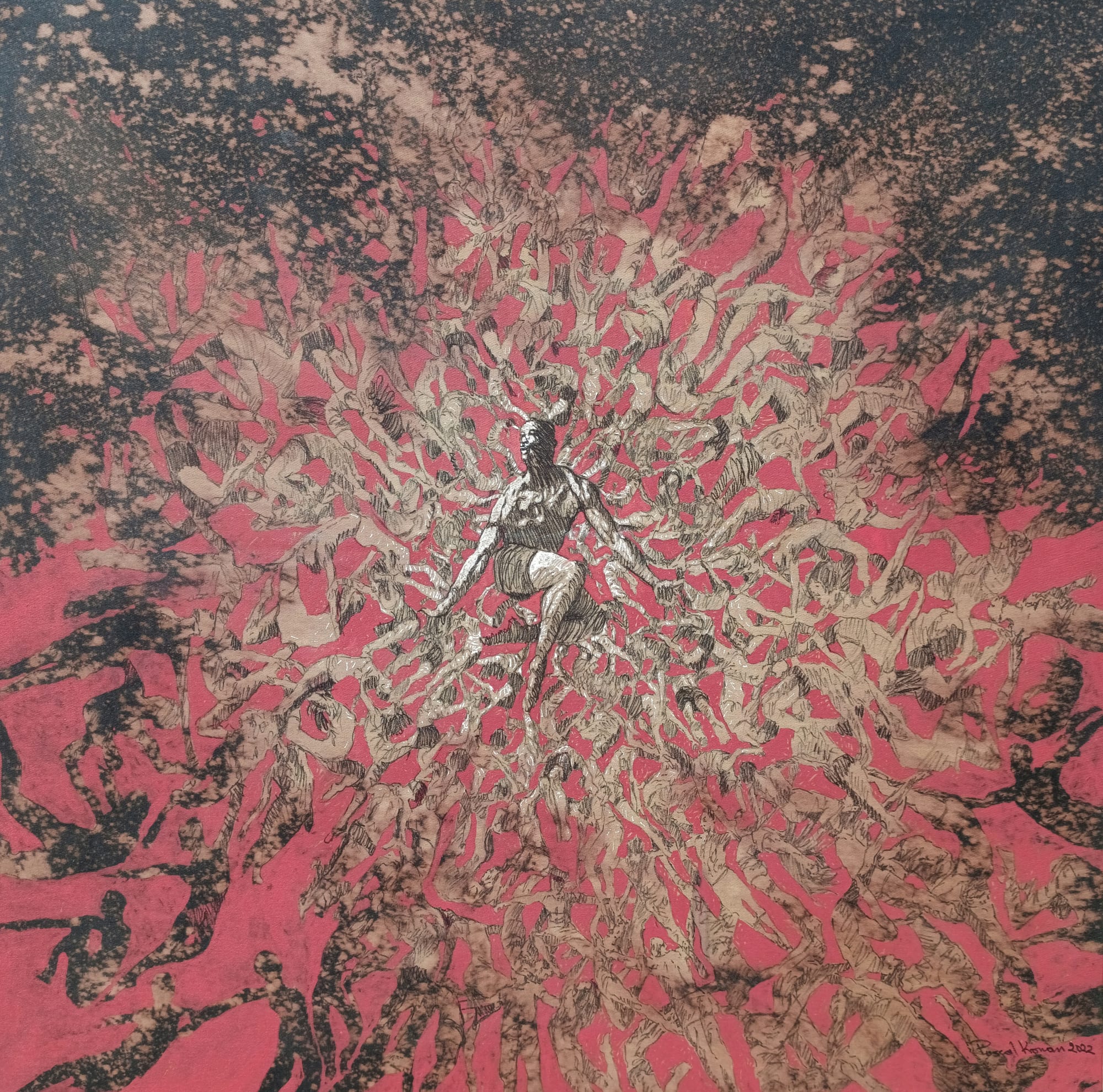 Look At My Light 2021 150cm x 150cm Acrylic on Denim