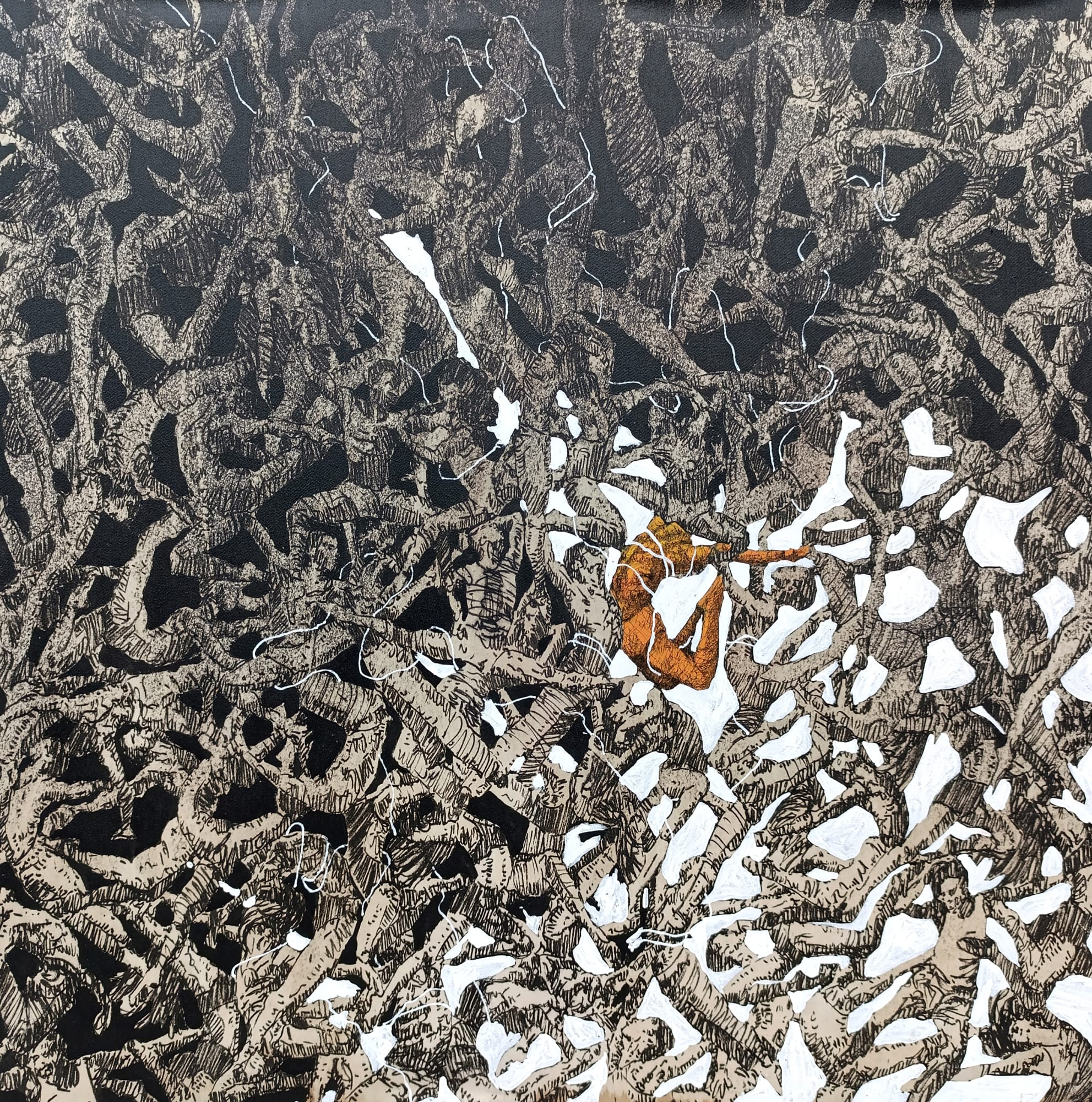 Look At My Struggles IV 2024 80cm x 80cm Acrylic on Denim