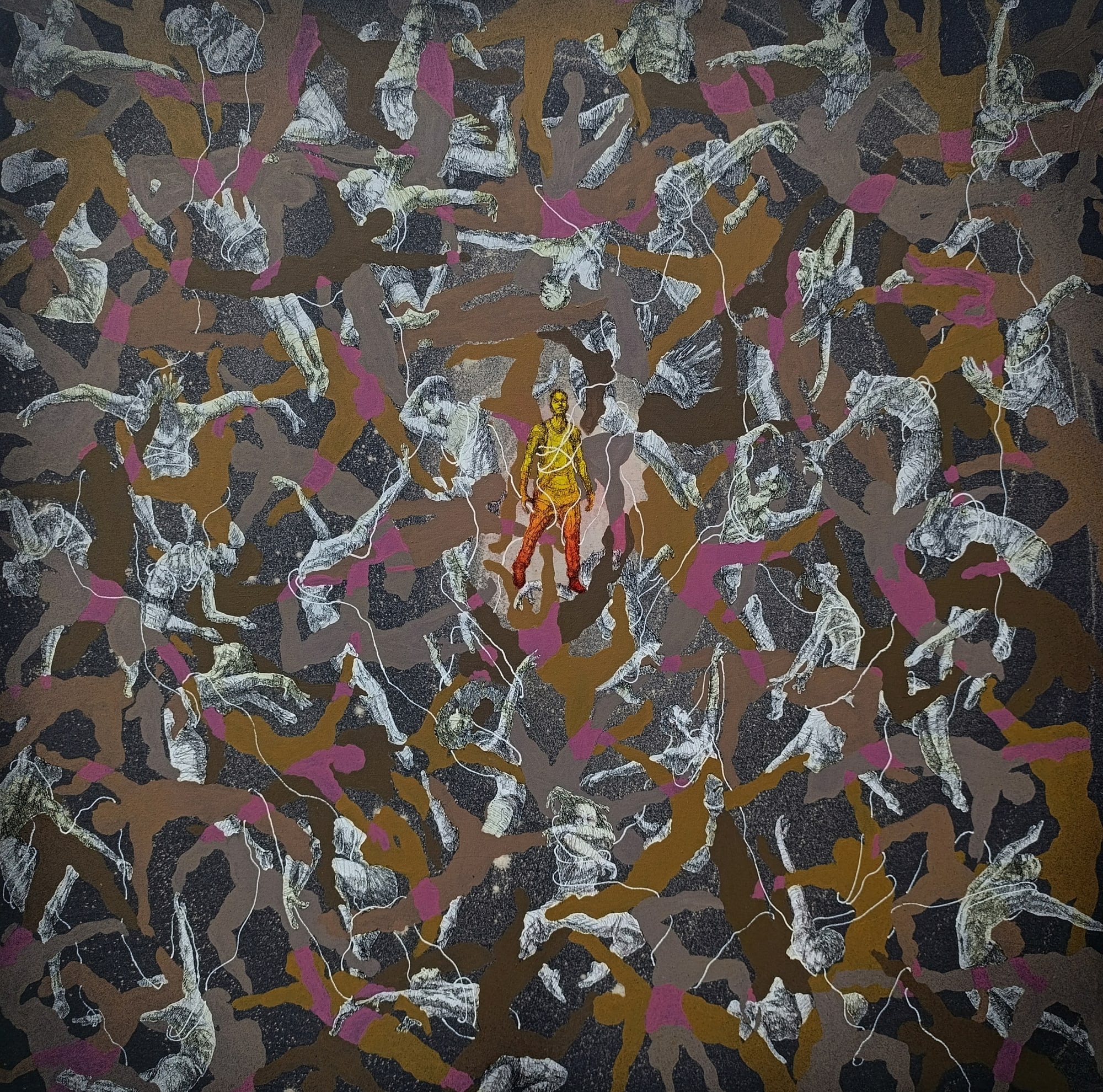 Look Where I Come From 2024 120cm x 120cm Acrylic on Denim