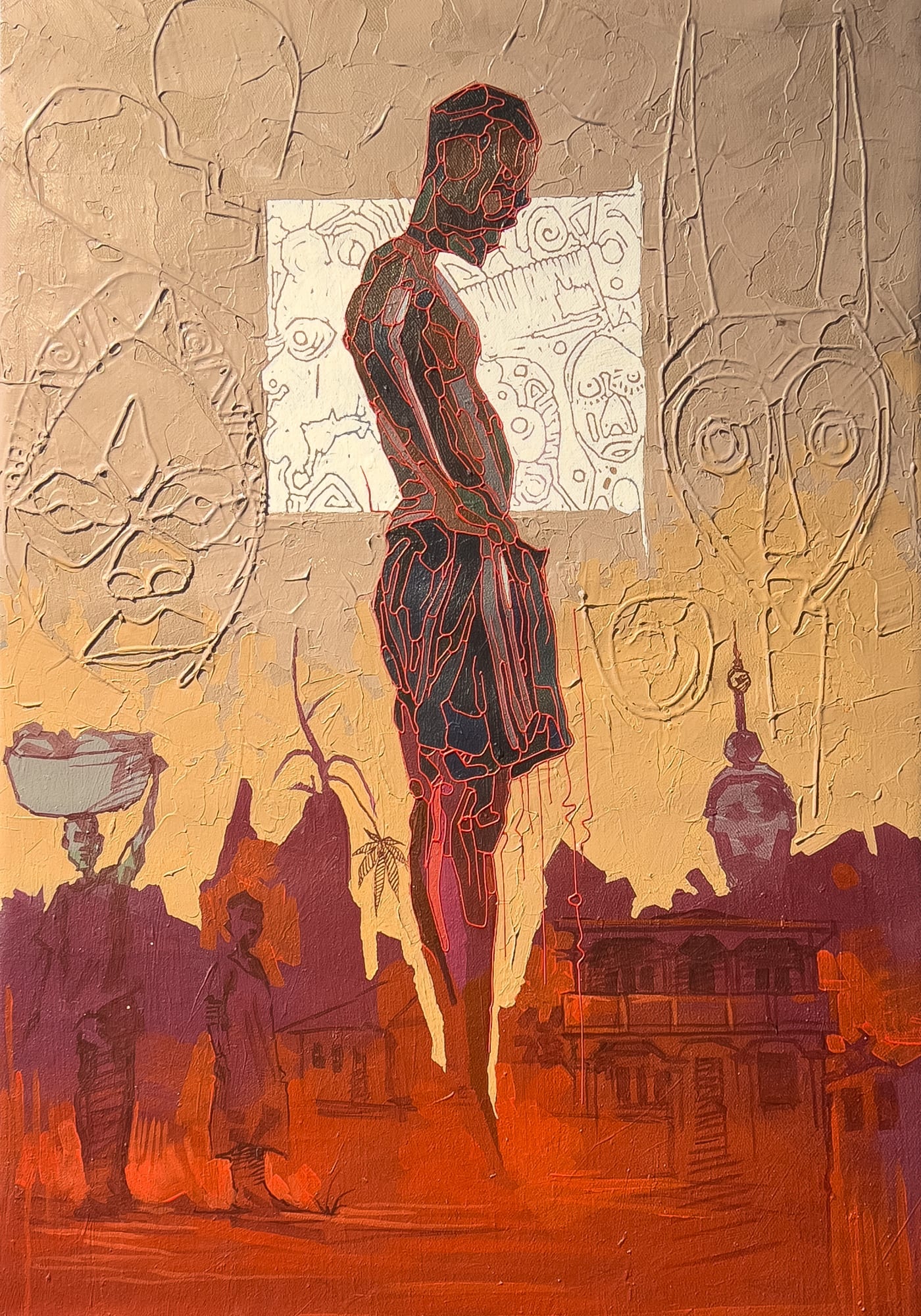 Omo Akin 2024 Acrylic On Canvas 56X29Cm