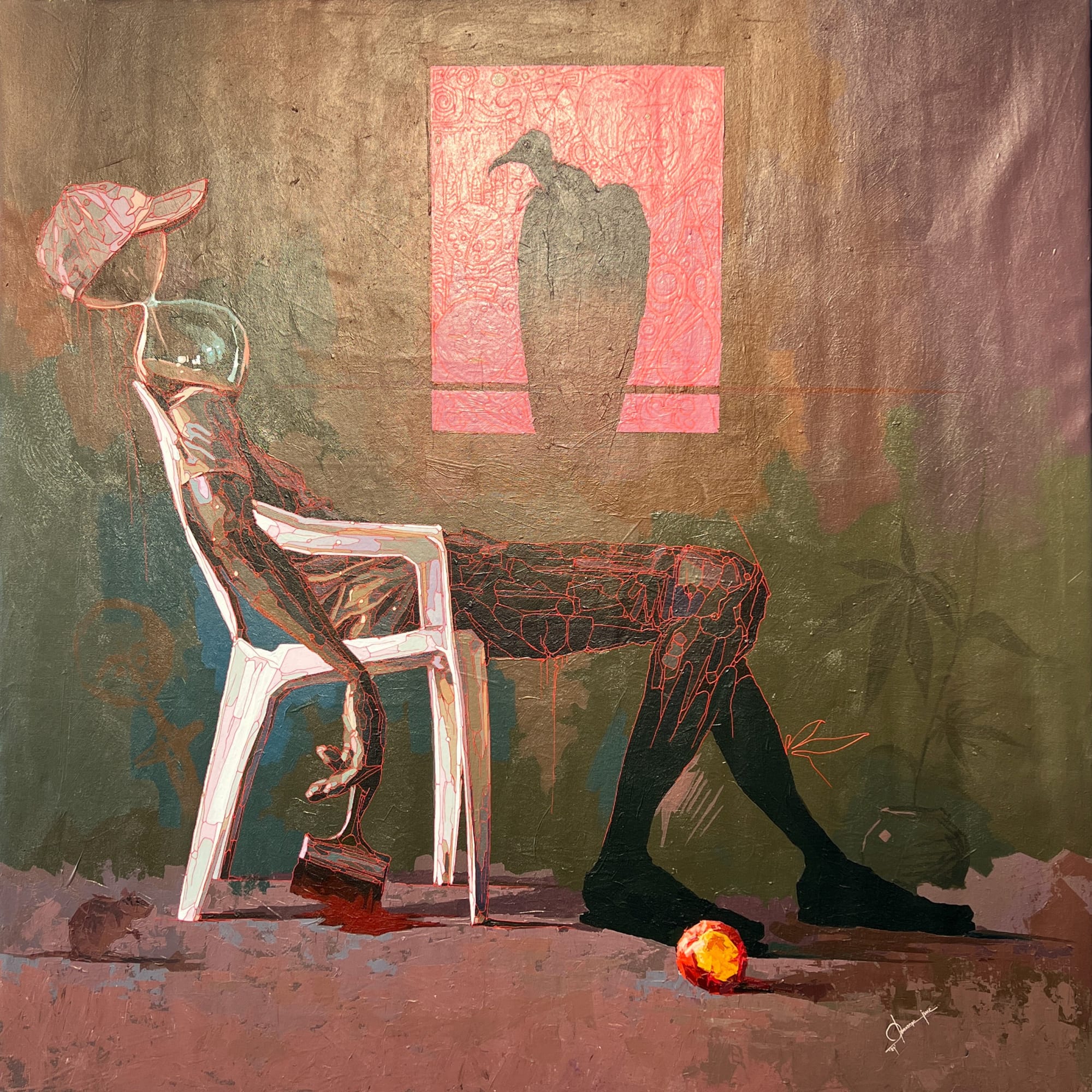 Unholy Fascination 2024 Acrylic On Canvas 97X99Cm