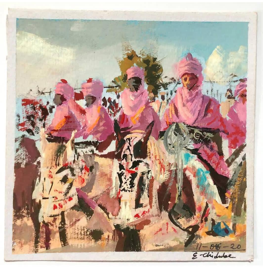 Horsemen 2020 Gouache on watercolour paper 5.5x5.5in
