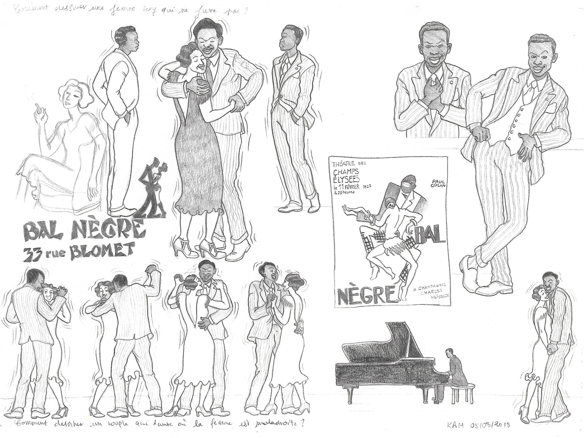Annick Kamgang Black Bourgeoisie (III) Pencil on paper 8 x 11 inches 2021