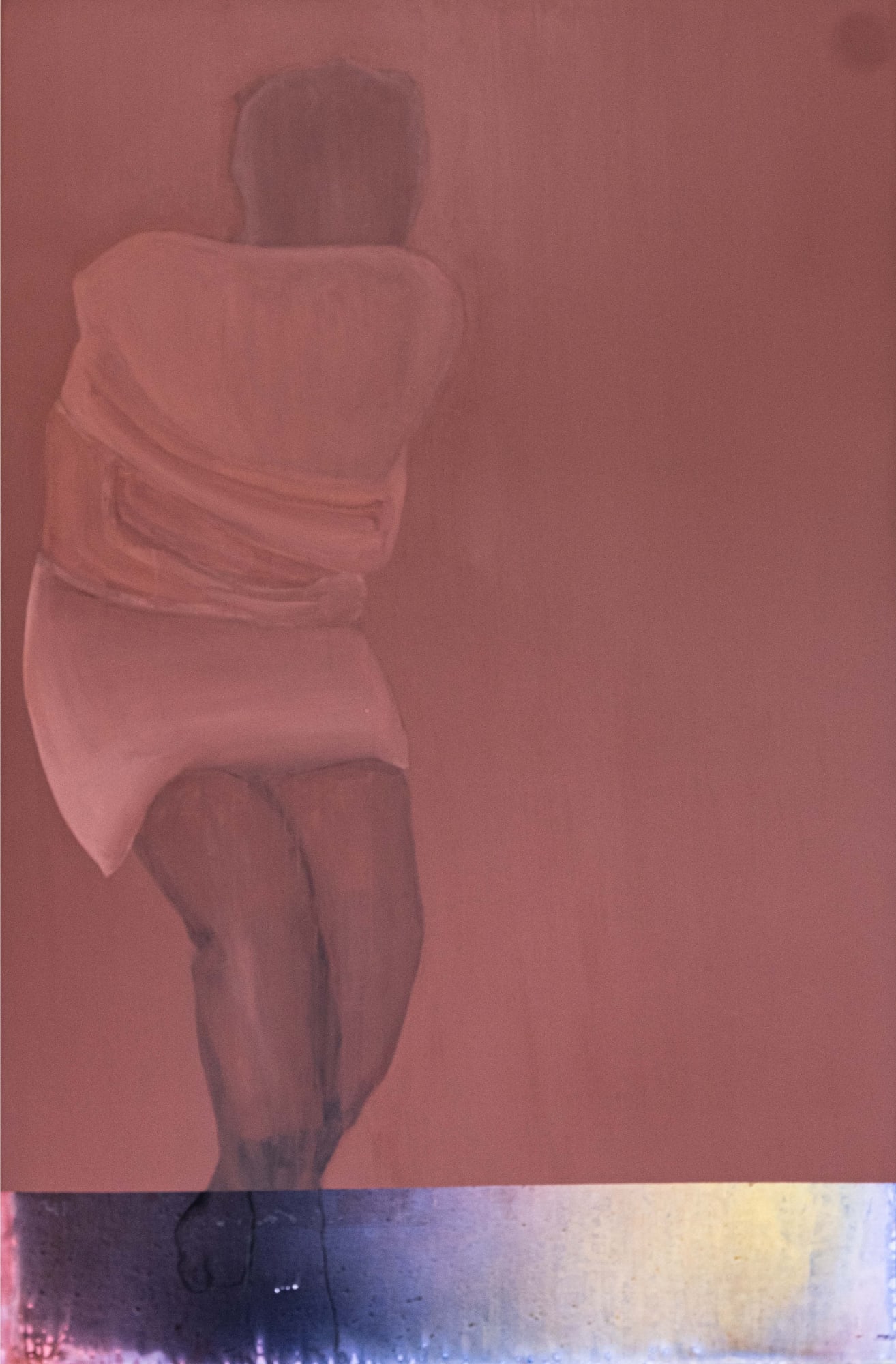 Sleeping Anguished Boy By The Corner Acrylic on canvas 40 x 69 inches 2021