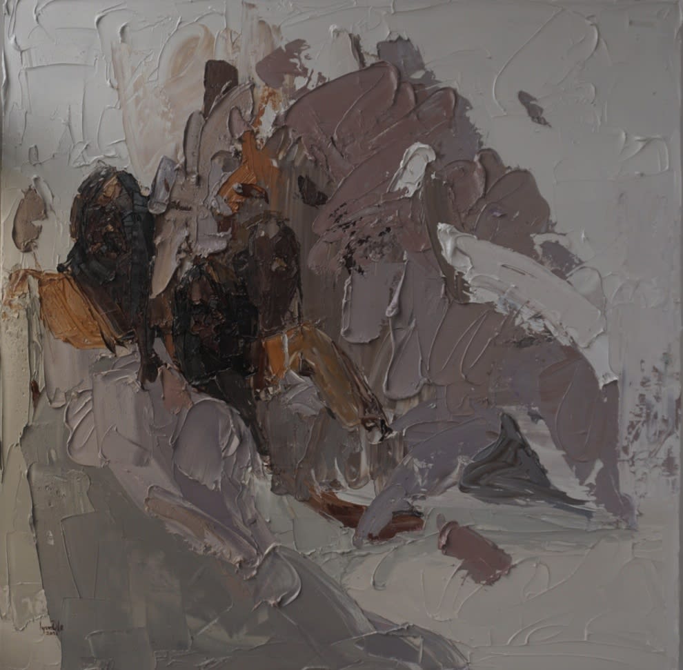 IyunOla Sanyaolu In Self Company Oil on canvas 36 X 36 Inches 2021