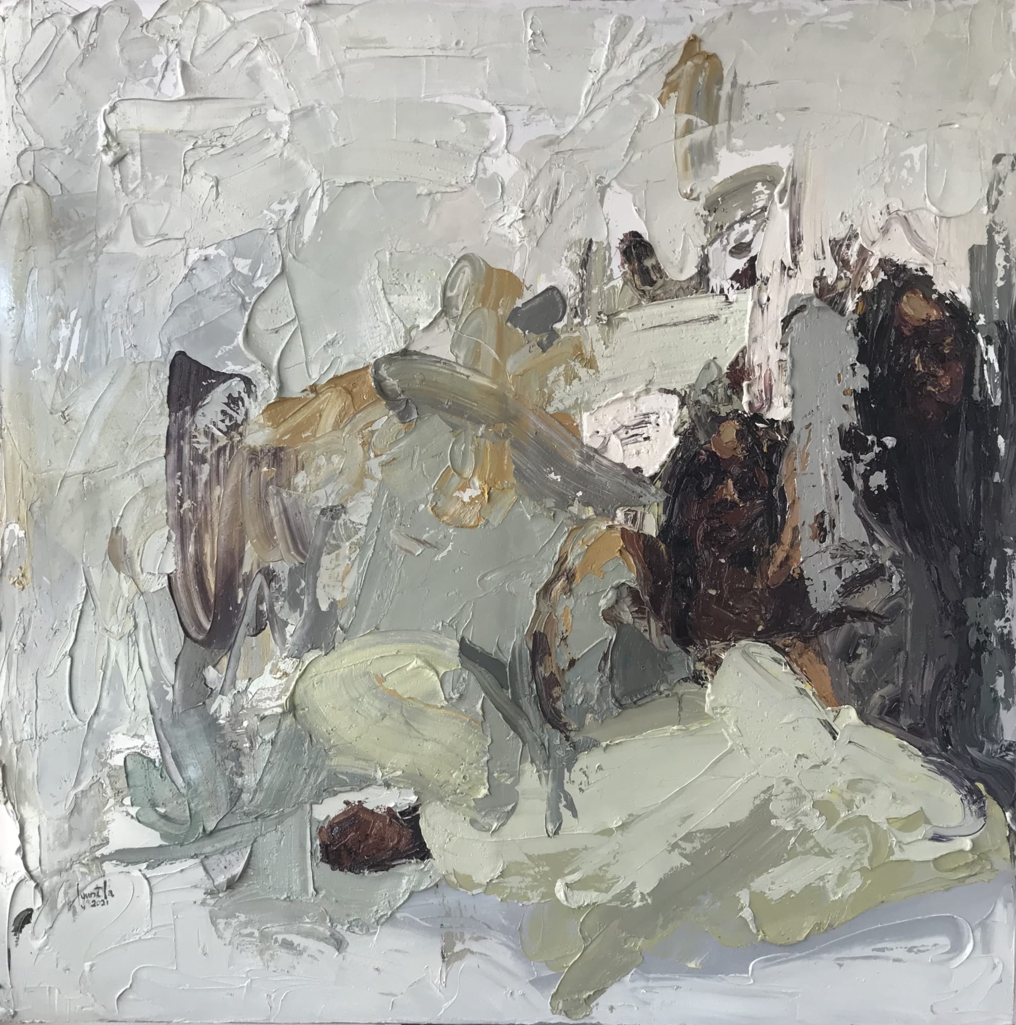 IyunOla Sanyaolu In Self Company II Oil On Canvas 36 X 36 Inches 2021