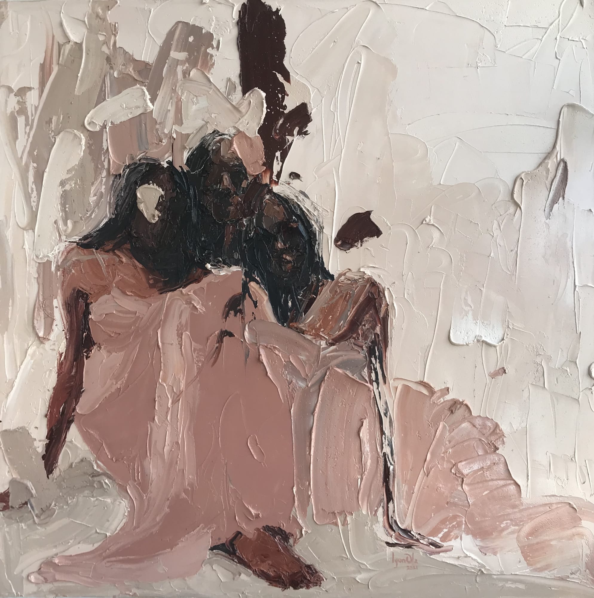 IyunOla Sanyaolu In Self Company III Oil on canvas 36 X 36 Inches 2021