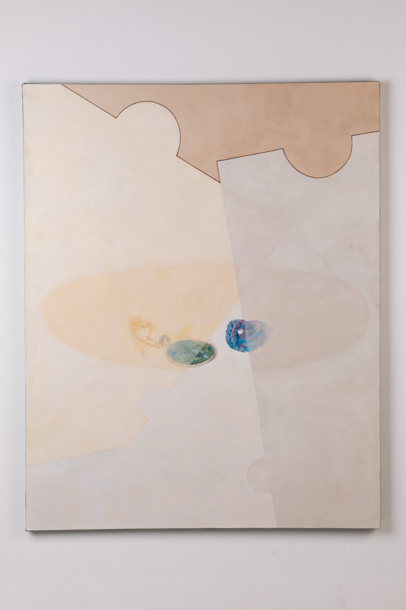 Sedireng Mothibatsela Mimi's Puzzle Acrylic and oil on silk (with ribbon) 40 X 50 Inches 2020