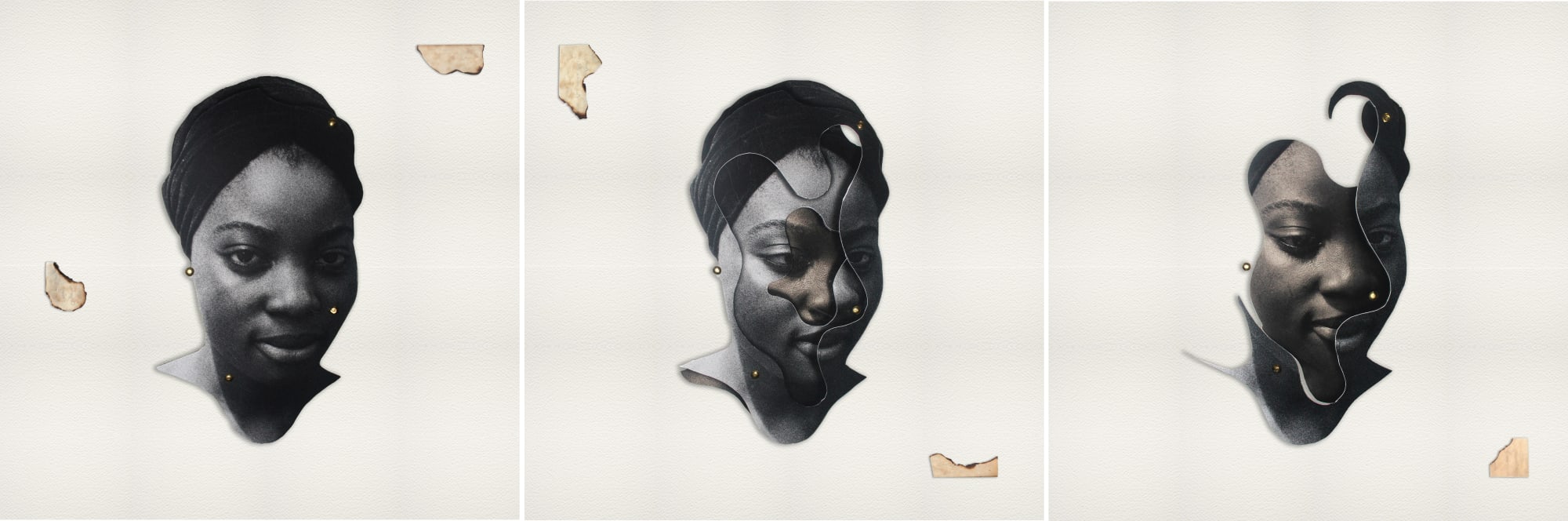 Mobolaji Ogunrosoye Cecilia Triptych Mixed media, collage on archival paper 22 x 22 inches 2021