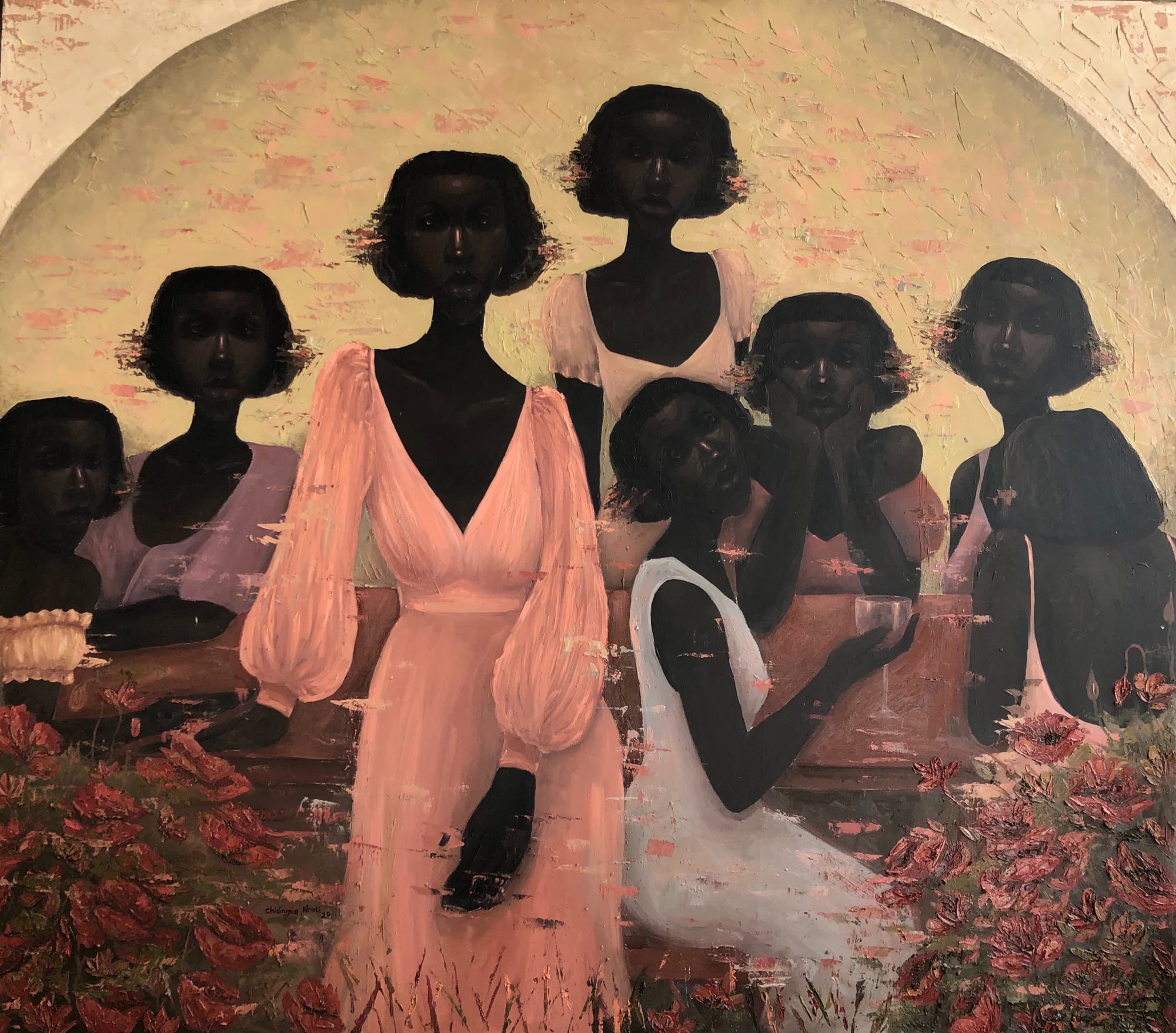 GIrls Just Wanna Have Fun (Wine And Whine) Oil and acrylic on canvas 62 x 54 inches 2021