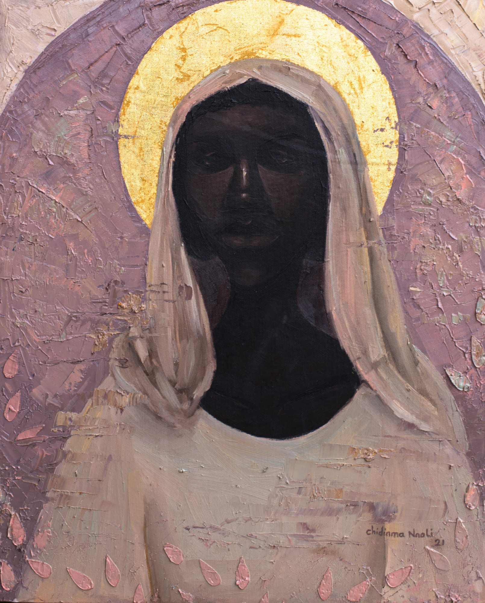 Sacred Heart Of Mary Oil and acrylic on canvas 18 x 22 inches 2021