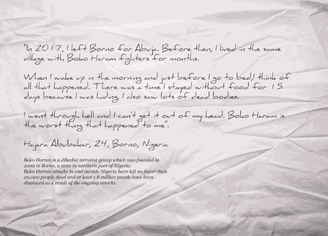 Etinosa Yvonne Hajara Abubakar Photographic print on polyester fabric 30 x 42 inches 2019