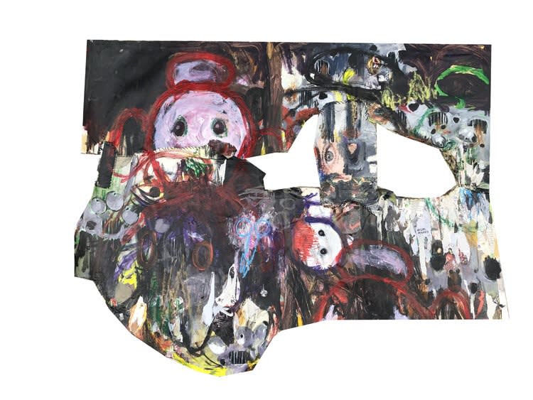 Layers Of Violence Acrylic and paper on canvas 50.1 x 42.5 inches 2020