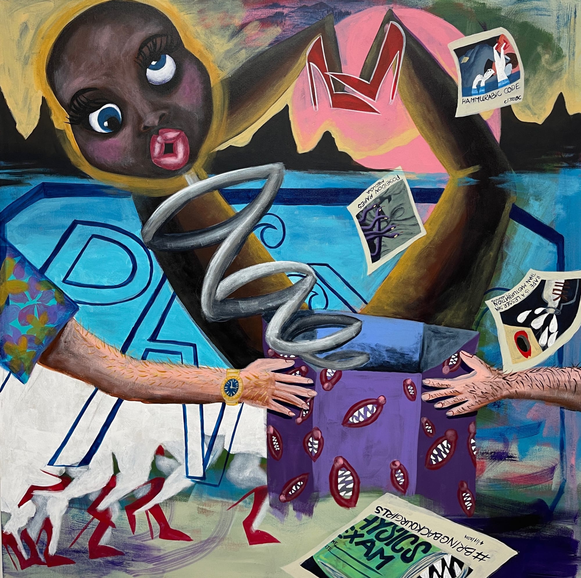 ABI SALAMI SUZY AND THE ELDERS ACRYLIC PAINT ON CANVAS 48 X 48 INCHES 2023.