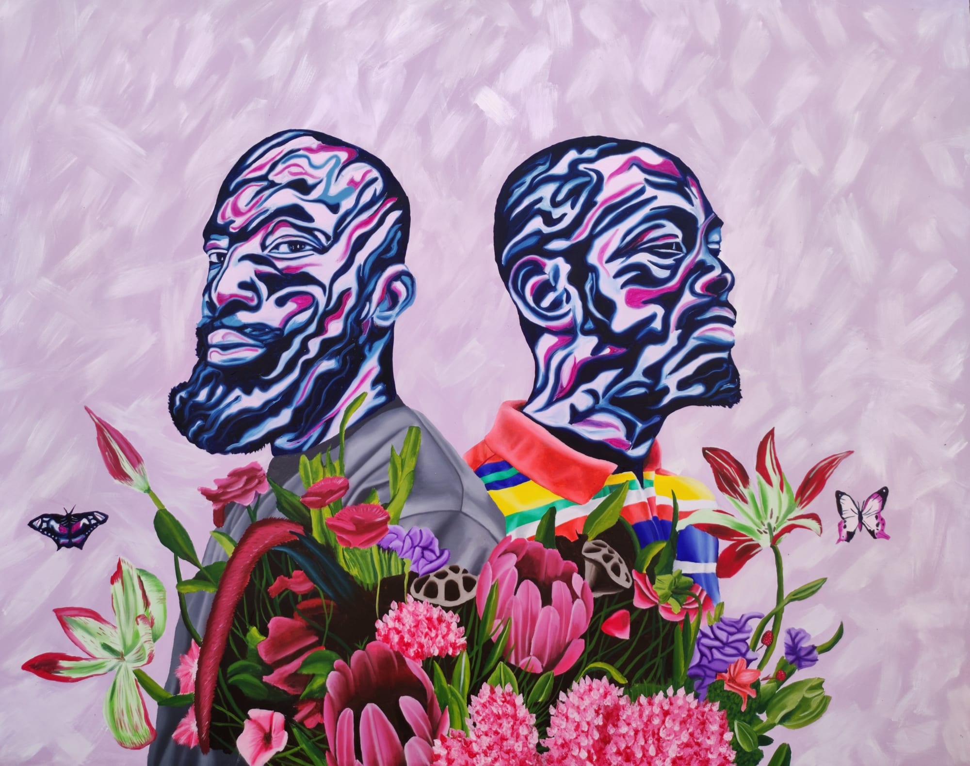JAMES ADEBAYO THE ONE WITH FLOWER (UNTITLED V) 2022 47.6 X 59.8 IN